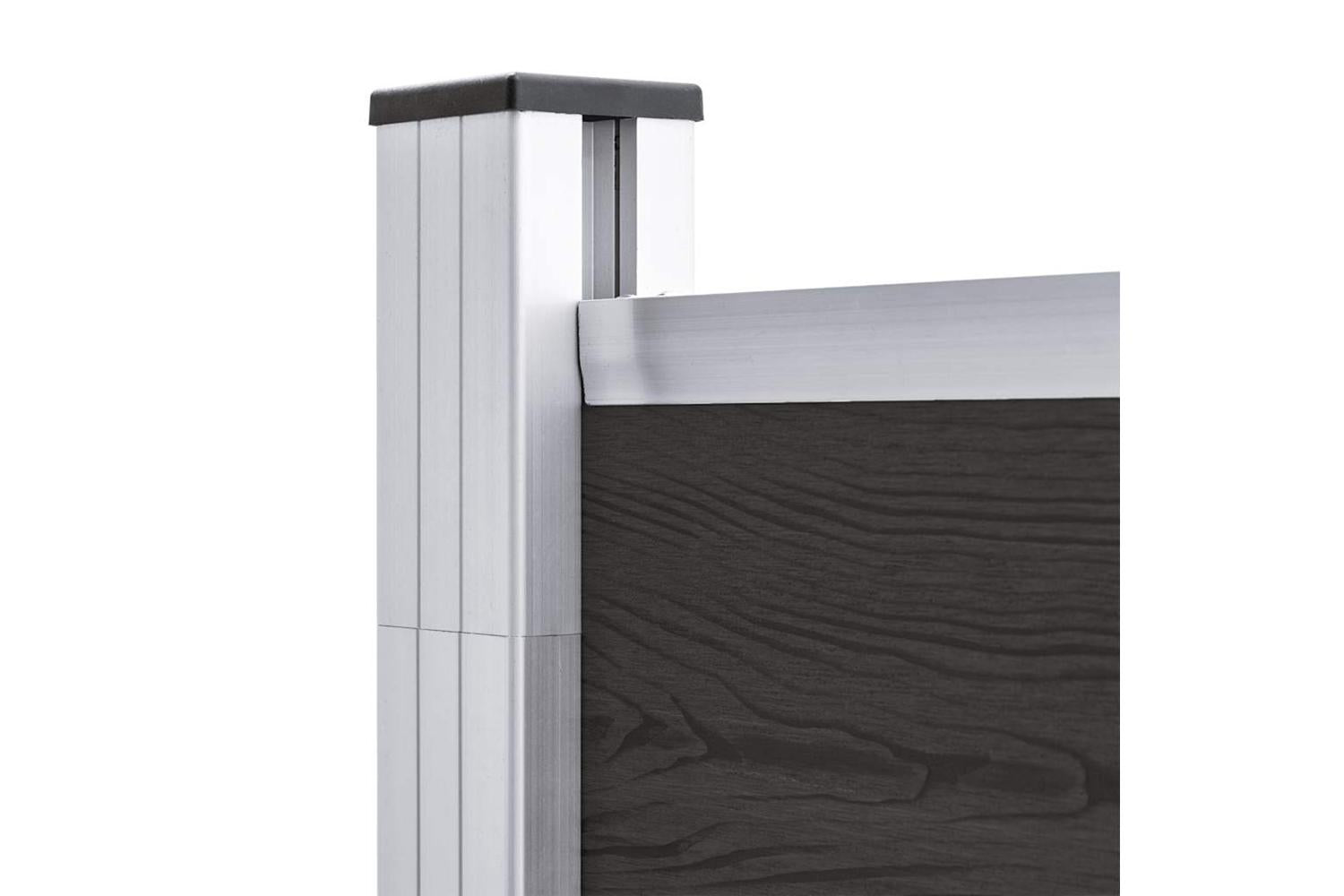 vidaXL Fence Panel Wpc 175x186cm Black-4