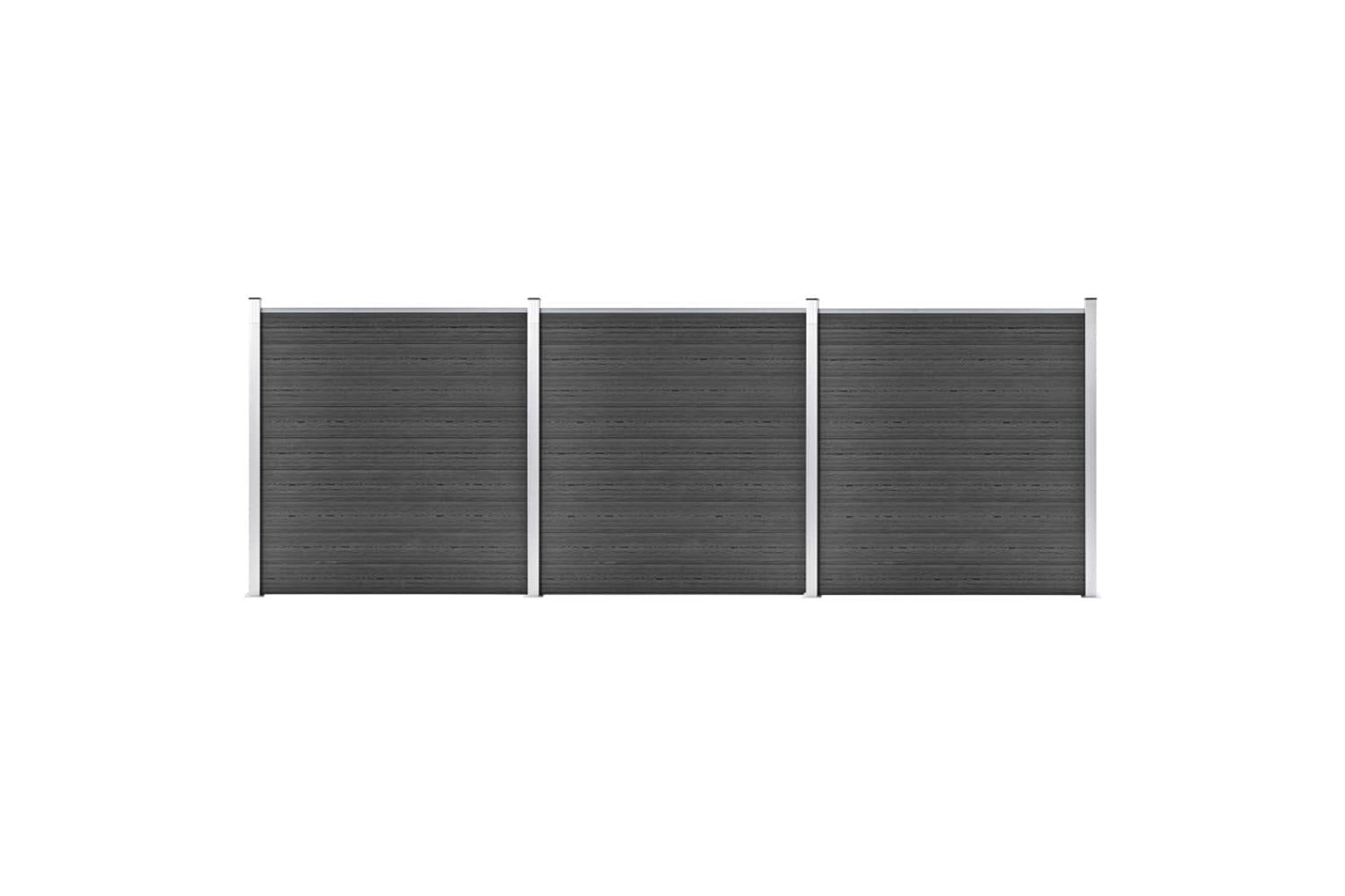 vidaXL 3070430 Fence Panel Set Wpc 526x186cm Black
