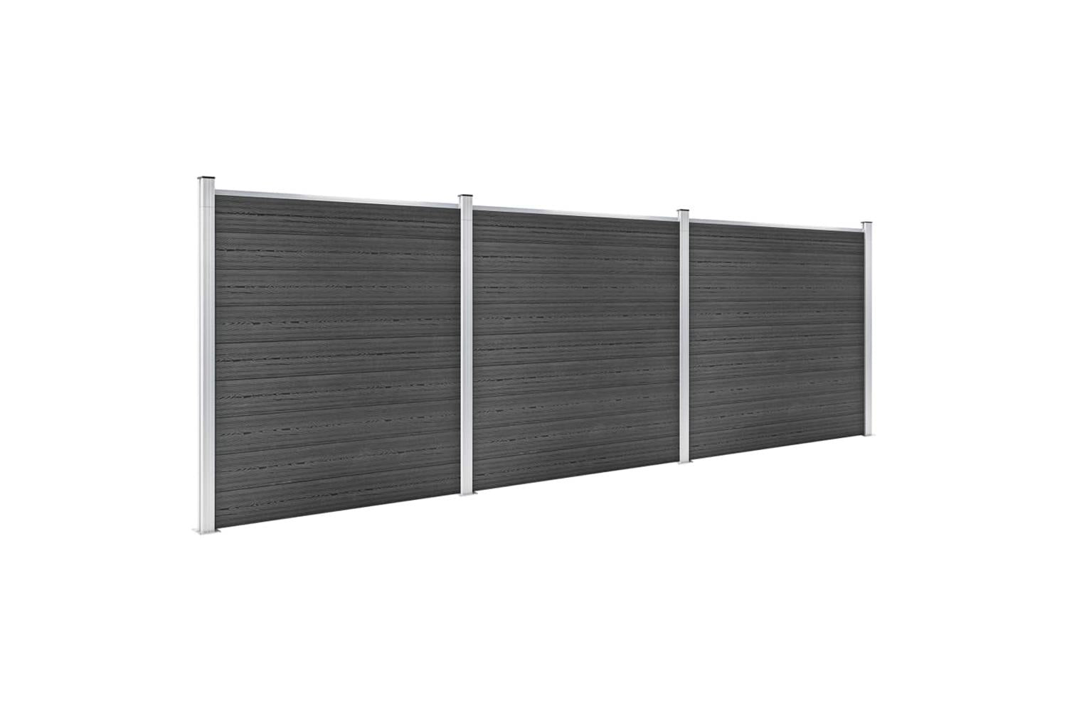 vidaXL 3070430 Fence Panel Set Wpc 526x186cm Black-2