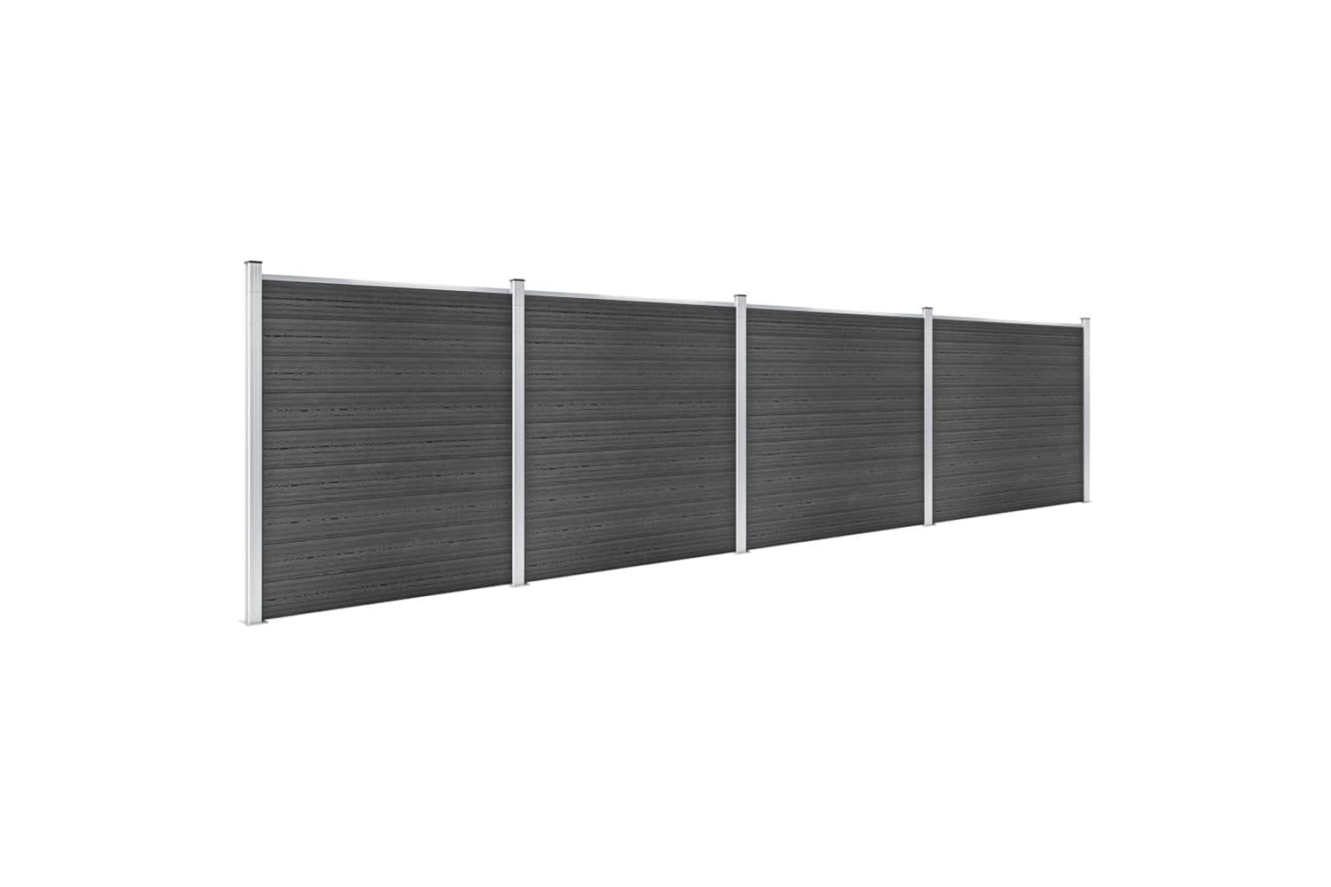 vidaXL 3070431 Fence Panel Set Wpc 699x186cm Black-2