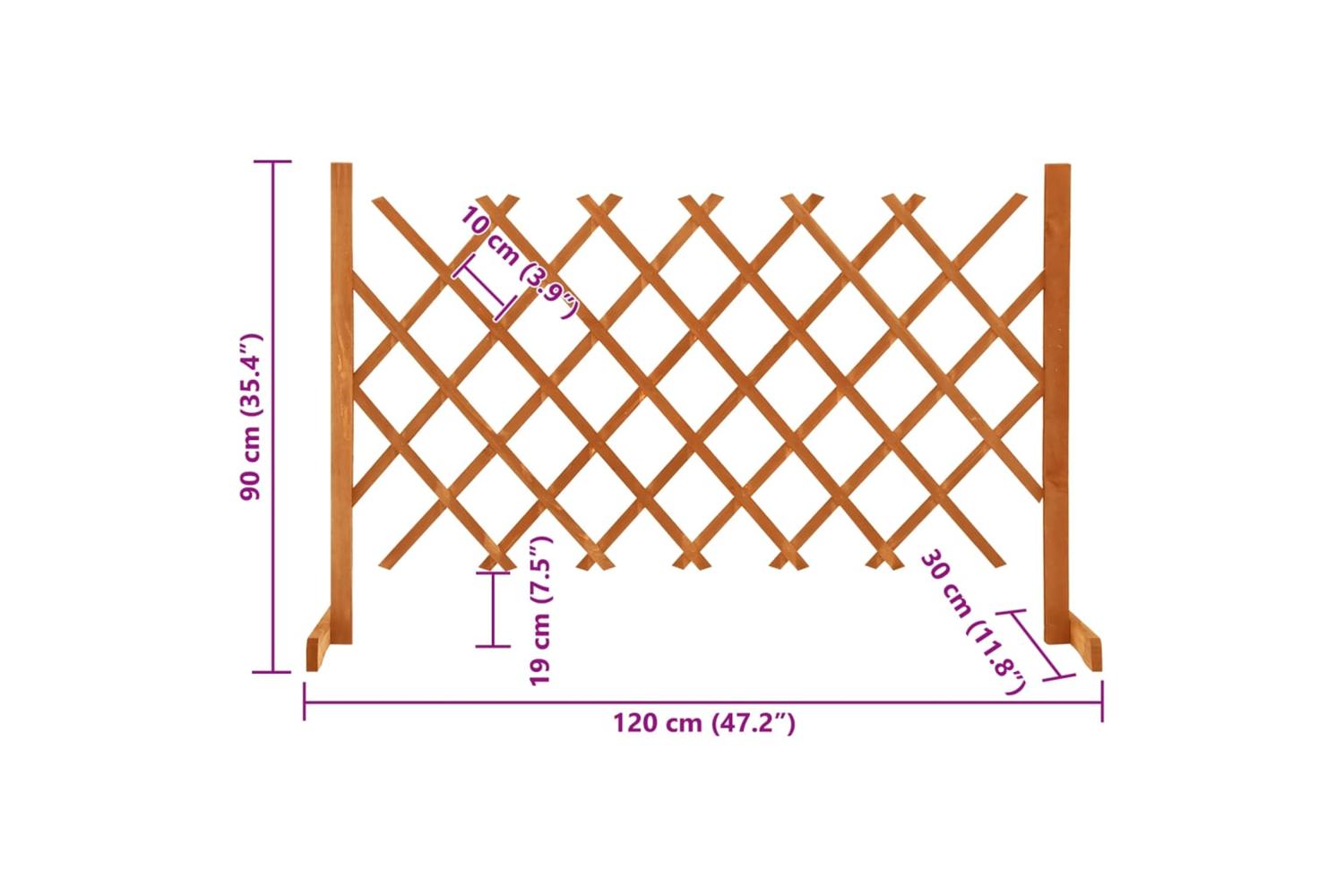 Vidaxl 314824 Garden Trellis Fence Orange 120x90 Cm Solid Firwood-7