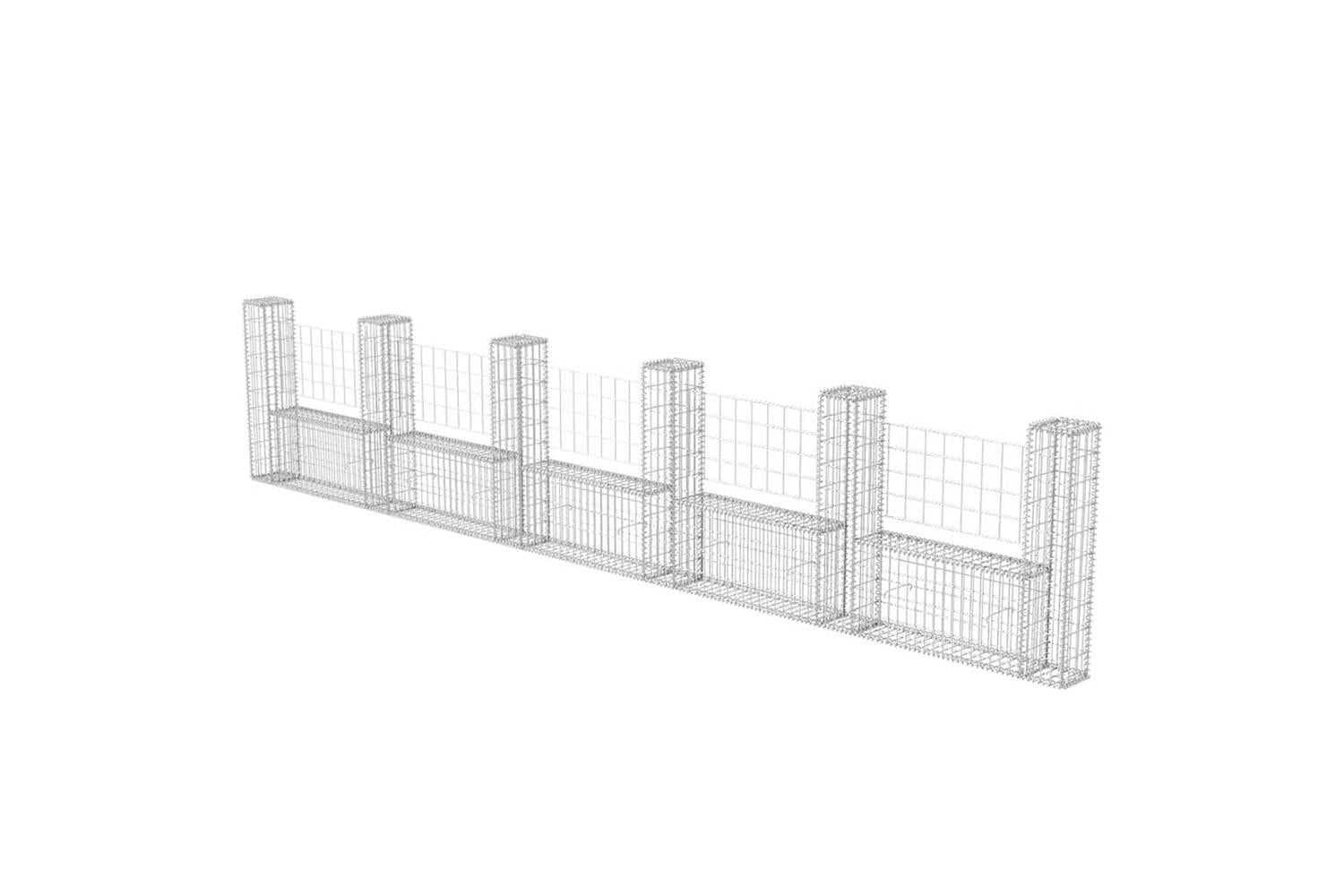 vidaXL 142547 Gabion Basket U-shape Galvanised Steel 570x20x100cm-2