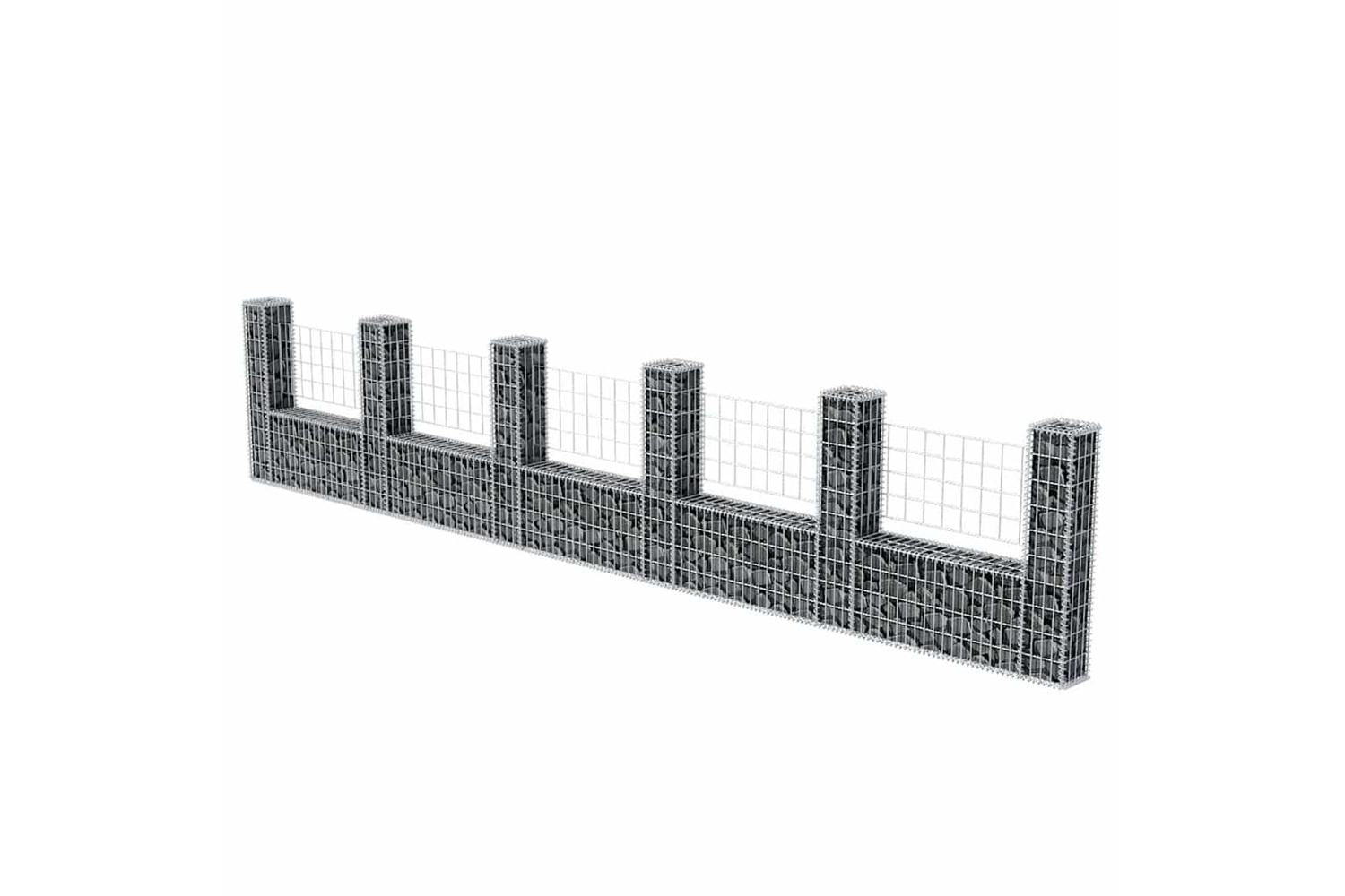 vidaXL 142547 Gabion Basket U-shape Galvanised Steel 570x20x100cm-3