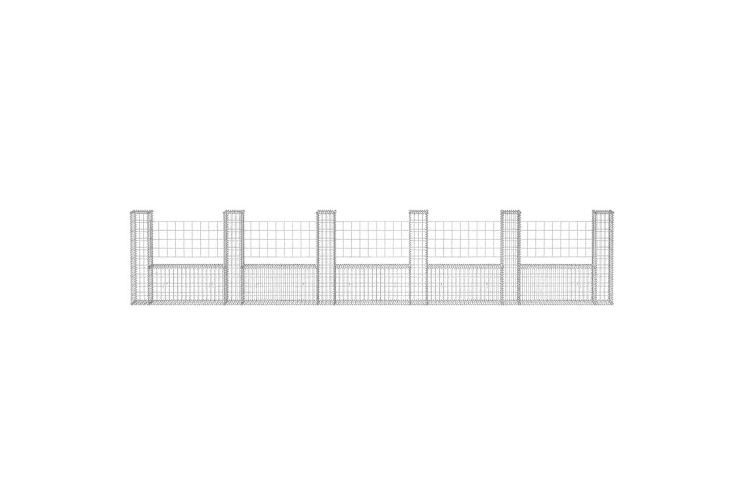vidaXL 142547 Gabion Basket U-shape Galvanised Steel 570x20x100cm-4