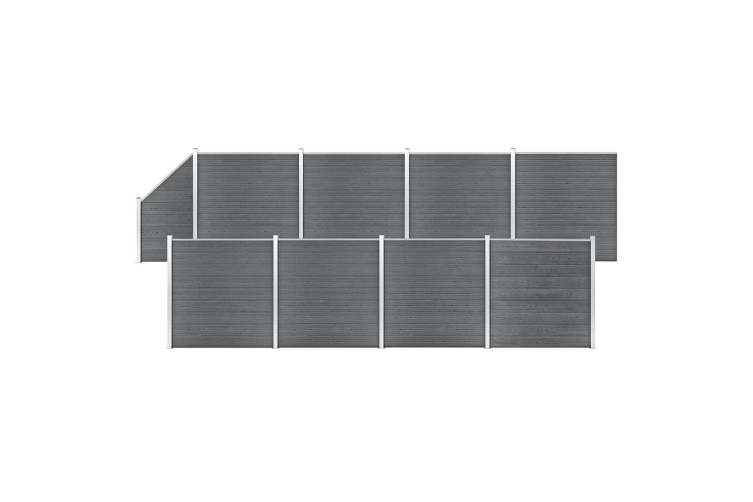 vidaXL 3053240 Wpc Fence Set 8 Square + 1 Slanted 1484x186cm Grey