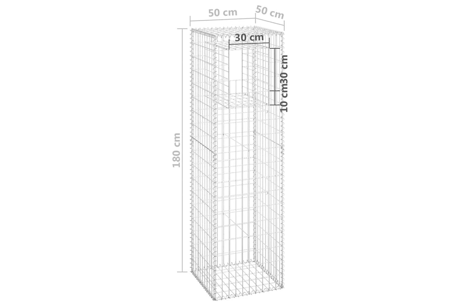 vidaXL 151272 Gabion Basket Post 50x50x180cm Iron-6