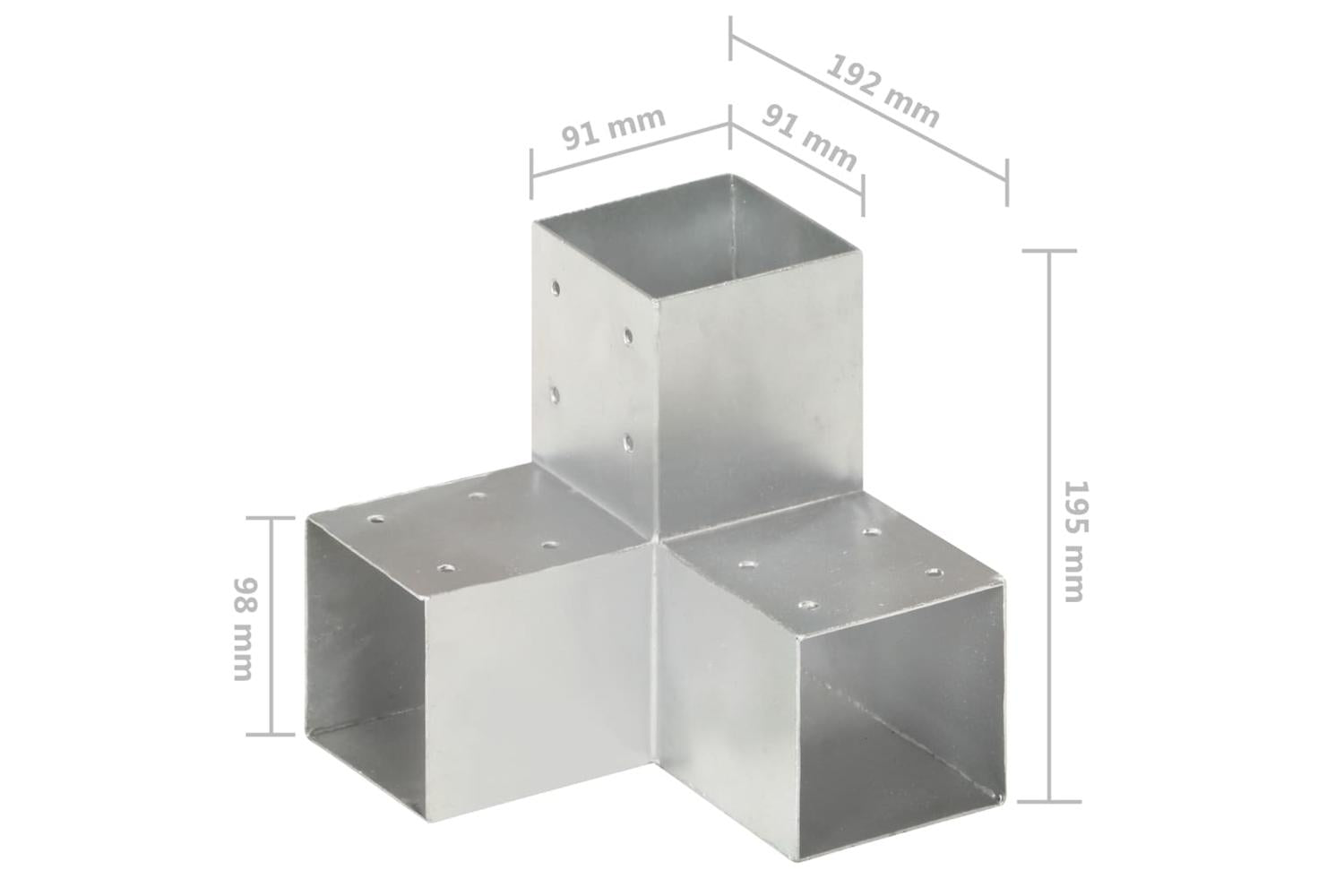 vidaXL 145473 Post Connector Y Shape Galvanised Metal 91x91mm-5