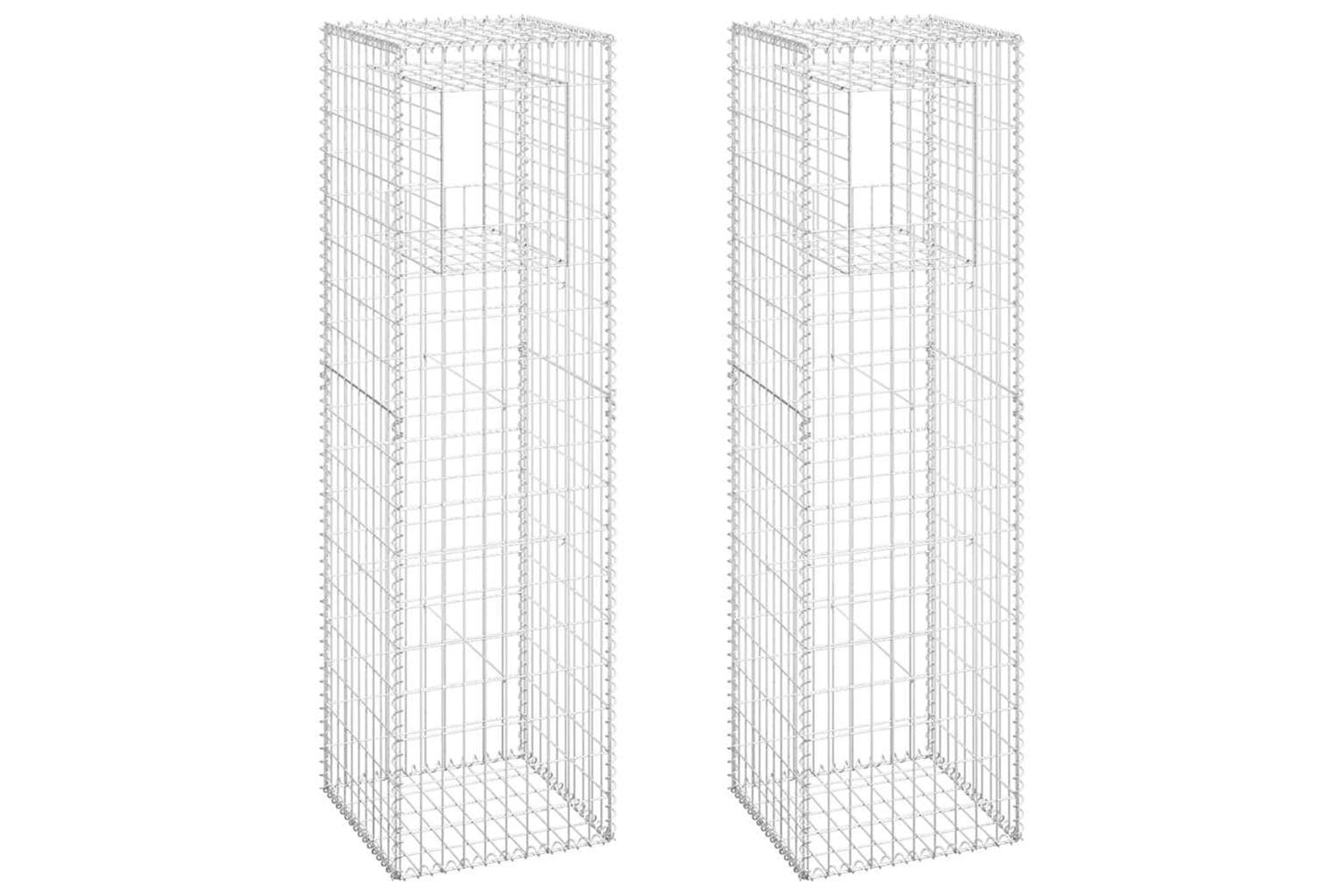 vidaXL 151273 Gabion Basket Posts 2 Pcs 50x50x180cm Iron