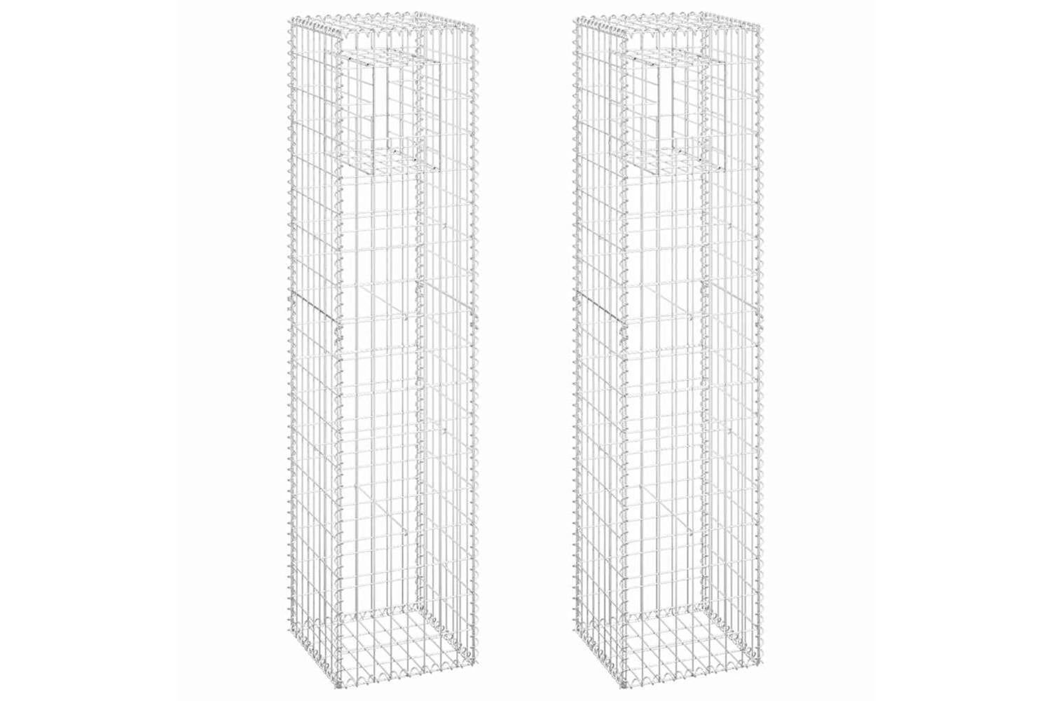 vidaXL 151265 Gabion Basket Posts 2 Pcs 40x40x180cm Iron