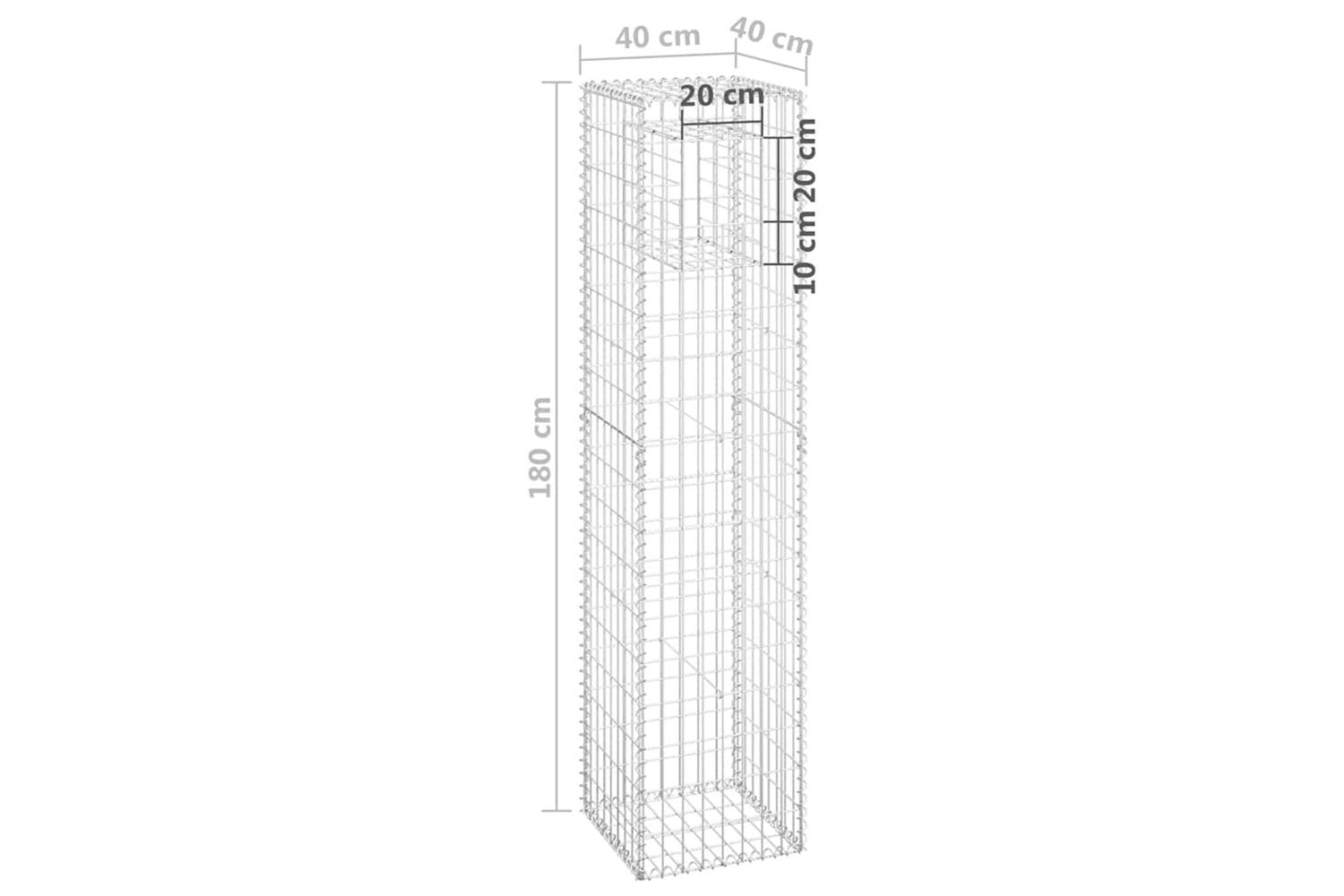 vidaXL 151265 Gabion Basket Posts 2 Pcs 40x40x180cm Iron-7