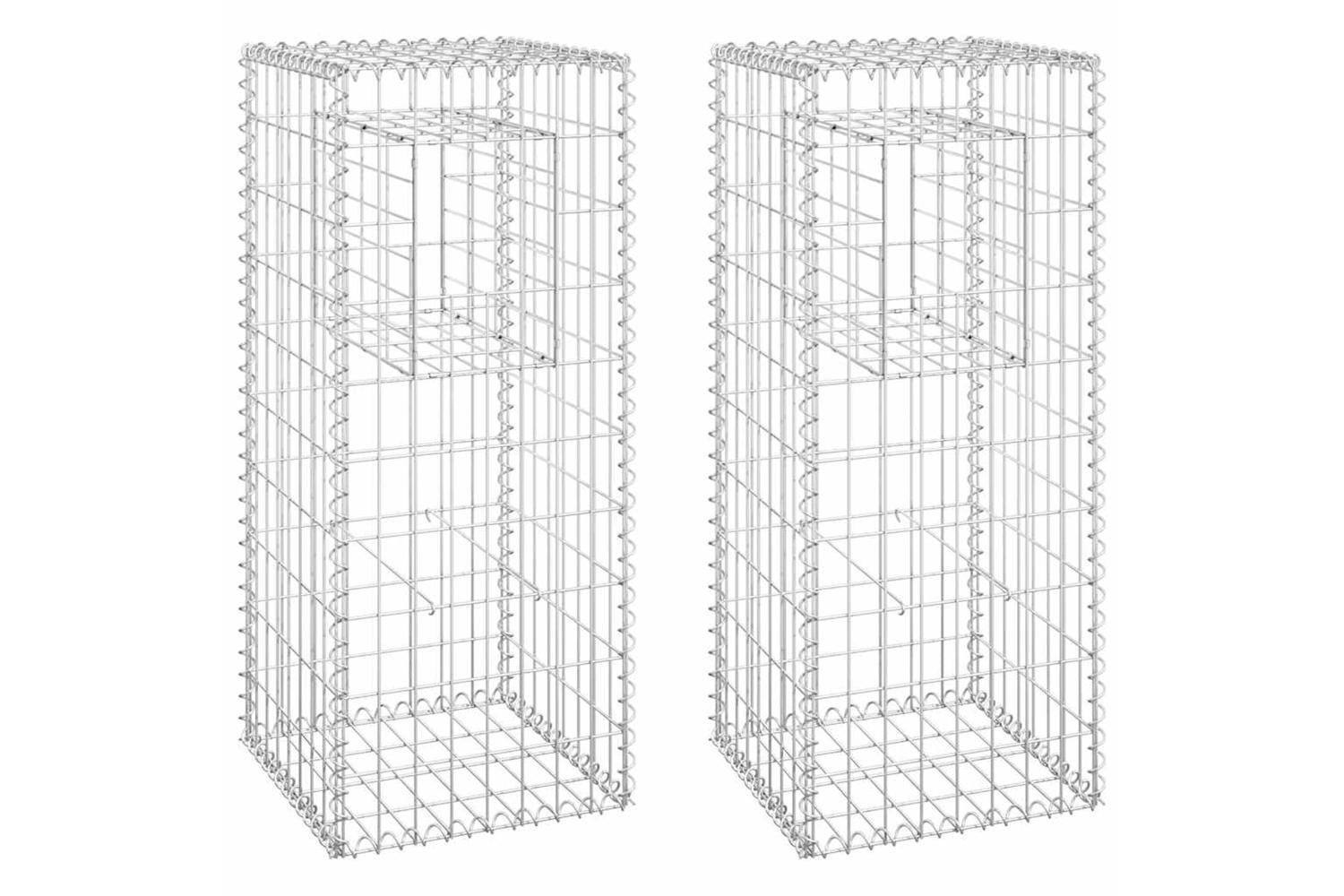 vidaXL 151261 Gabion Basket Posts 2 Pcs 40x40x100cm Iron