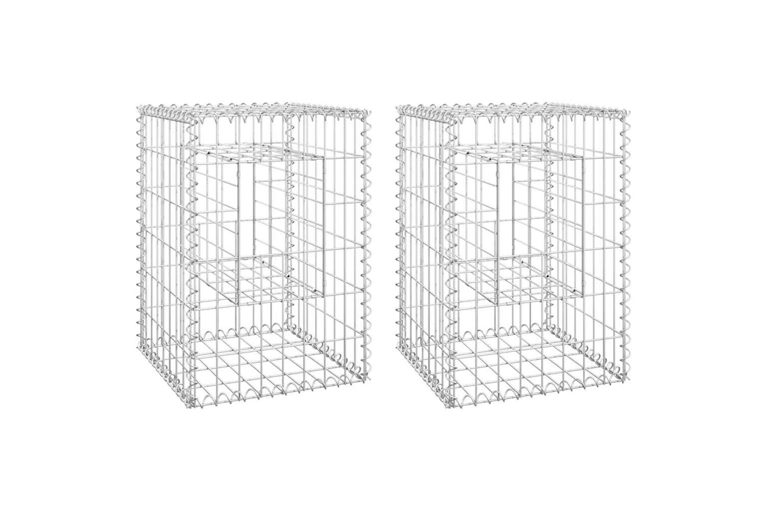 vidaXL 151259 Gabion Basket Posts 2 Pcs 40x40x60cm Iron