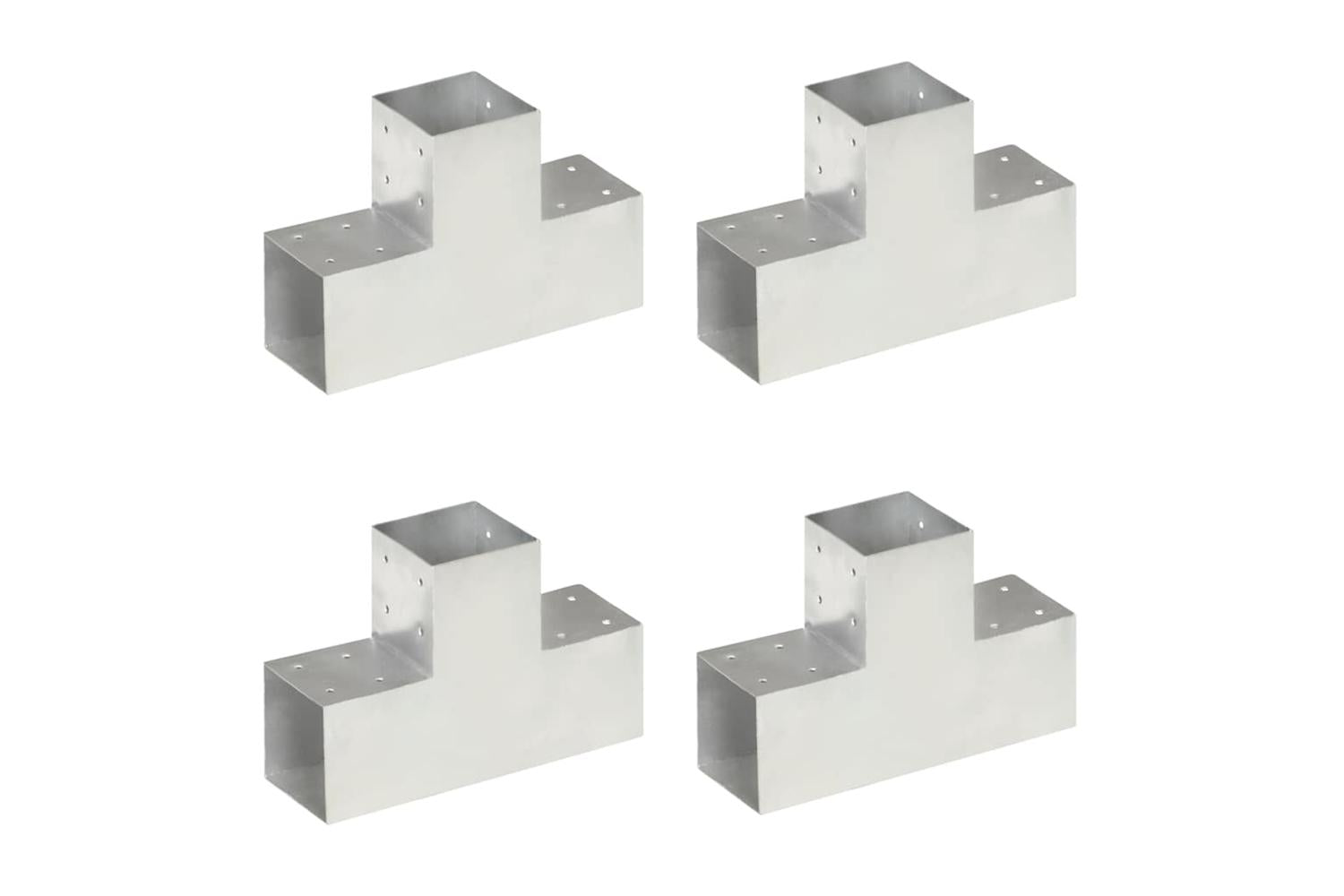 vidaXL 145480 Post Connectors 4 Pcs T Shape Galvanised Metal 101x101mm