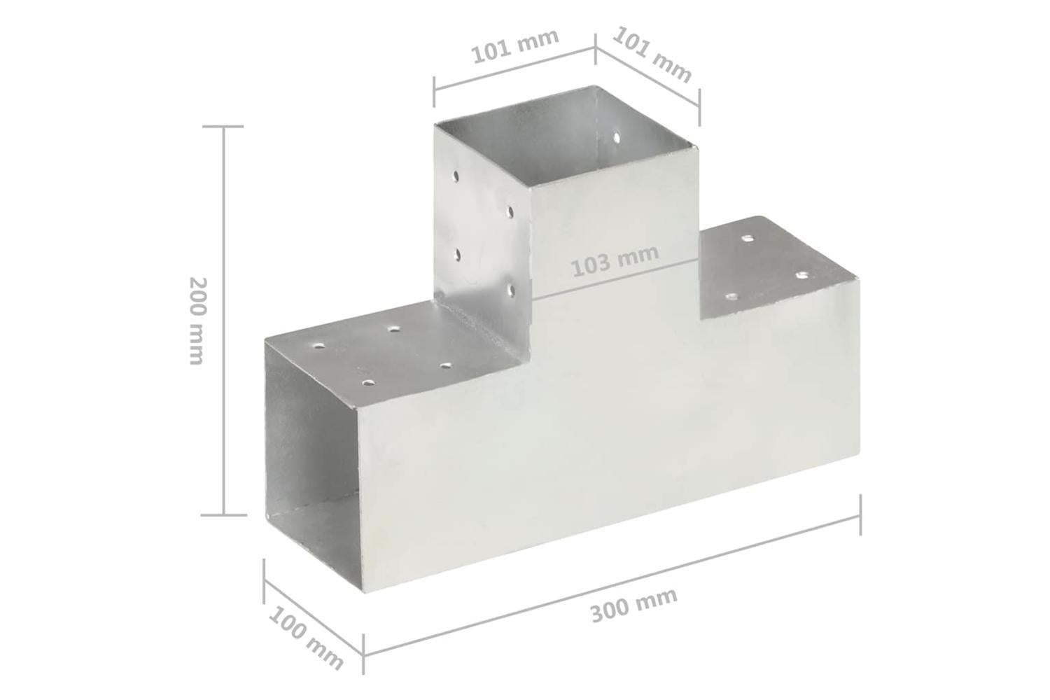 vidaXL 145480 Post Connectors 4 Pcs T Shape Galvanised Metal 101x101mm-7