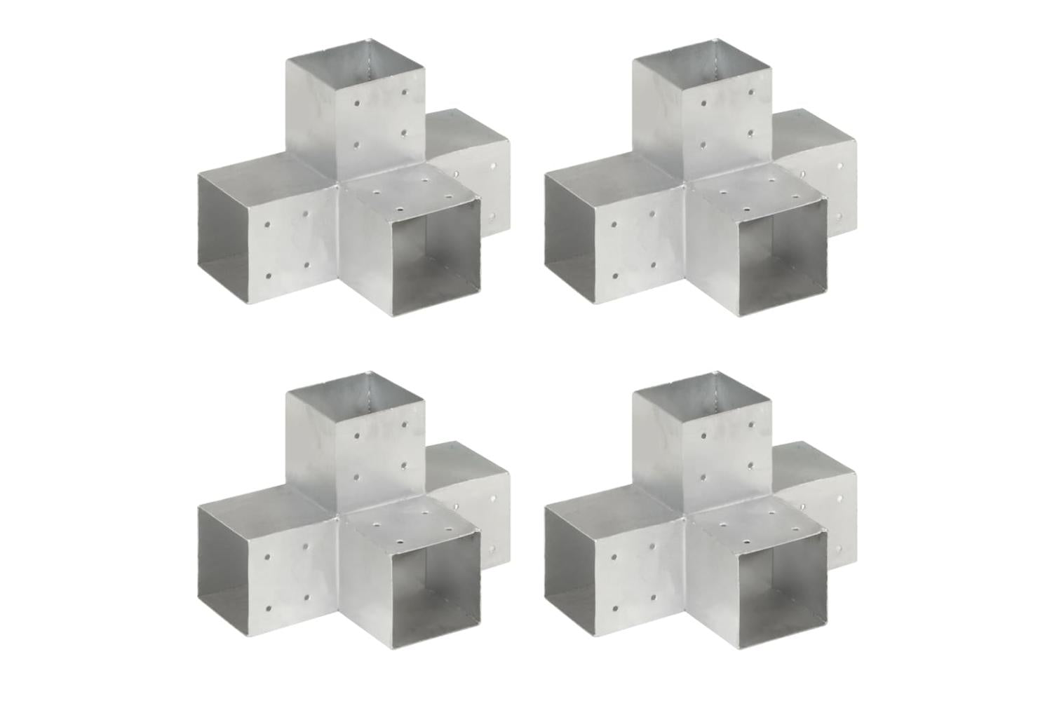 vidaXL 145484 Post Connectors 4 Pcs X Shape Galvanised Metal 101x101mm