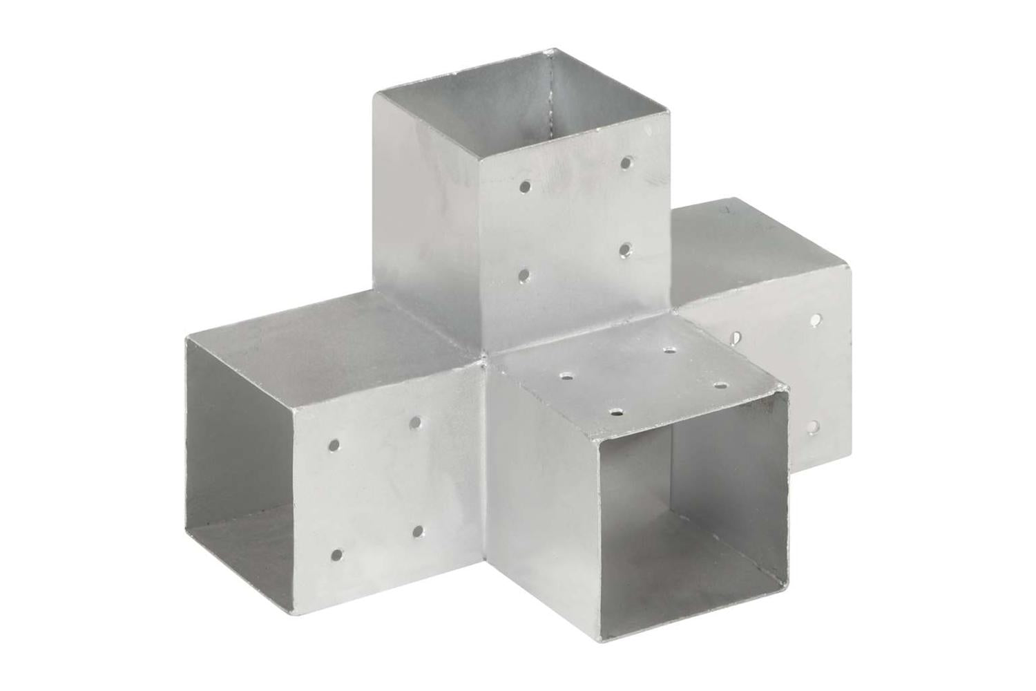 vidaXL 145484 Post Connectors 4 Pcs X Shape Galvanised Metal 101x101mm-2