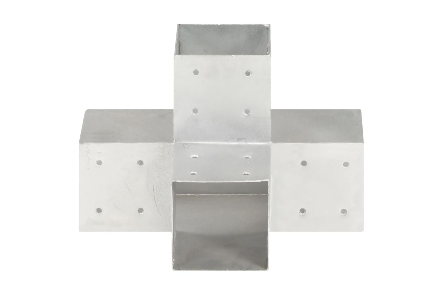 vidaXL 145484 Post Connectors 4 Pcs X Shape Galvanised Metal 101x101mm-3