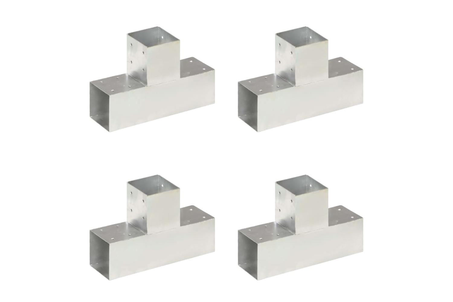 vidaXL 145472 Post Connectors 4 Pcs T Shape Galvanised Metal 91x91mm