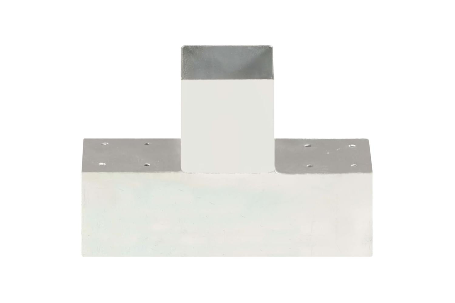 vidaXL 145472 Post Connectors 4 Pcs T Shape Galvanised Metal 91x91mm-3