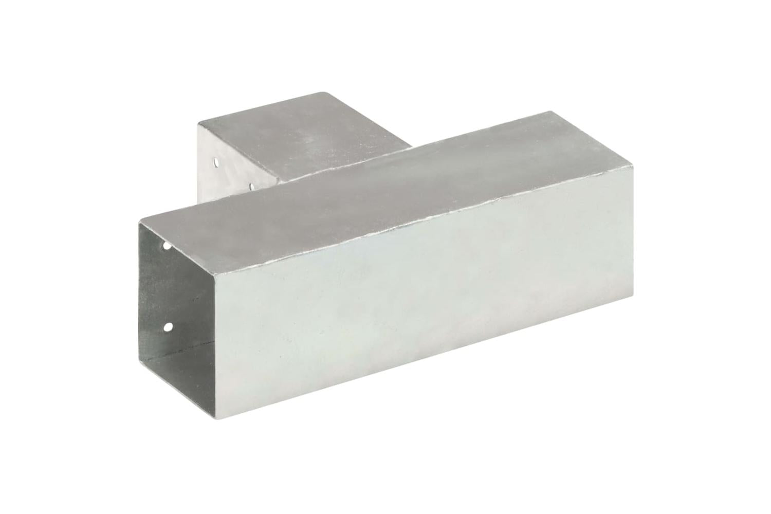 vidaXL 145472 Post Connectors 4 Pcs T Shape Galvanised Metal 91x91mm-5