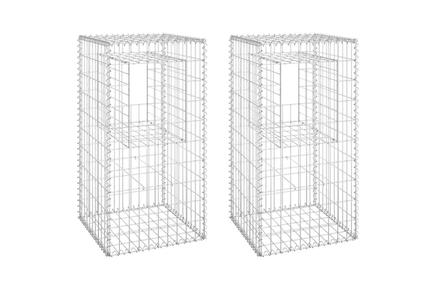 vidaXL 151269 Gabion Basket Posts 2 Pcs 50x50x100cm Iron