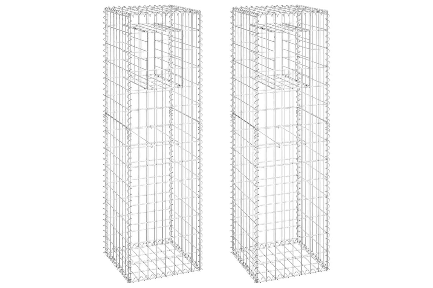 vidaXL 151263 Gabion Basket Posts 2 Pcs 40x40x140cm Iron