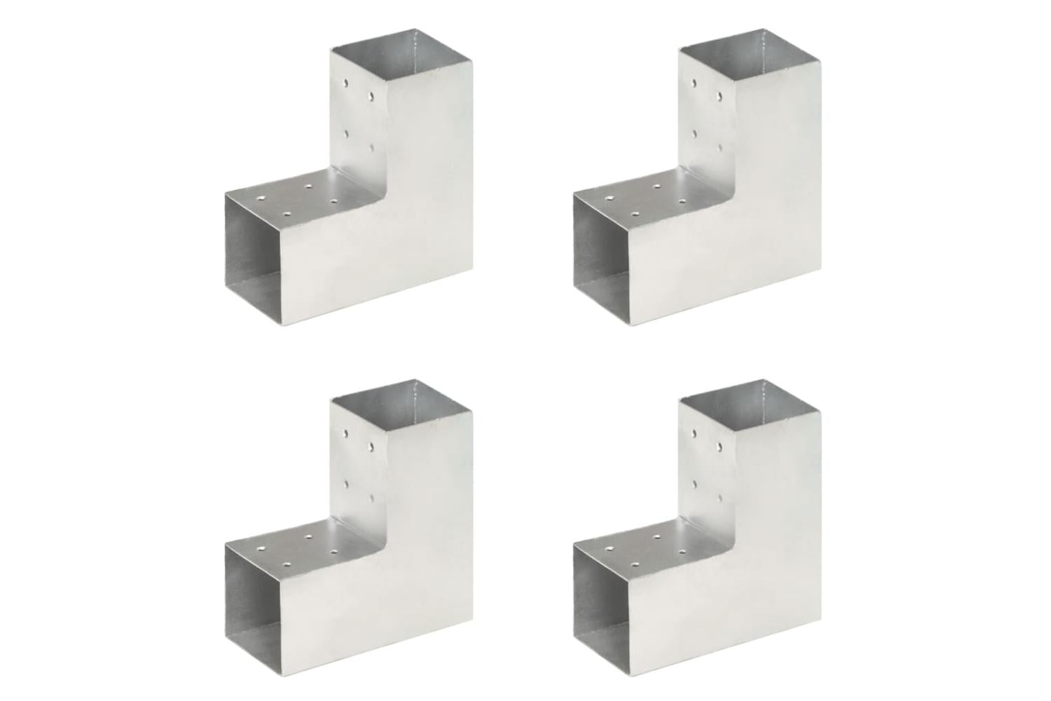 vidaXL 145462 Post Connectors 4 Pcs L Shape Galvanised Metal 81x81mm
