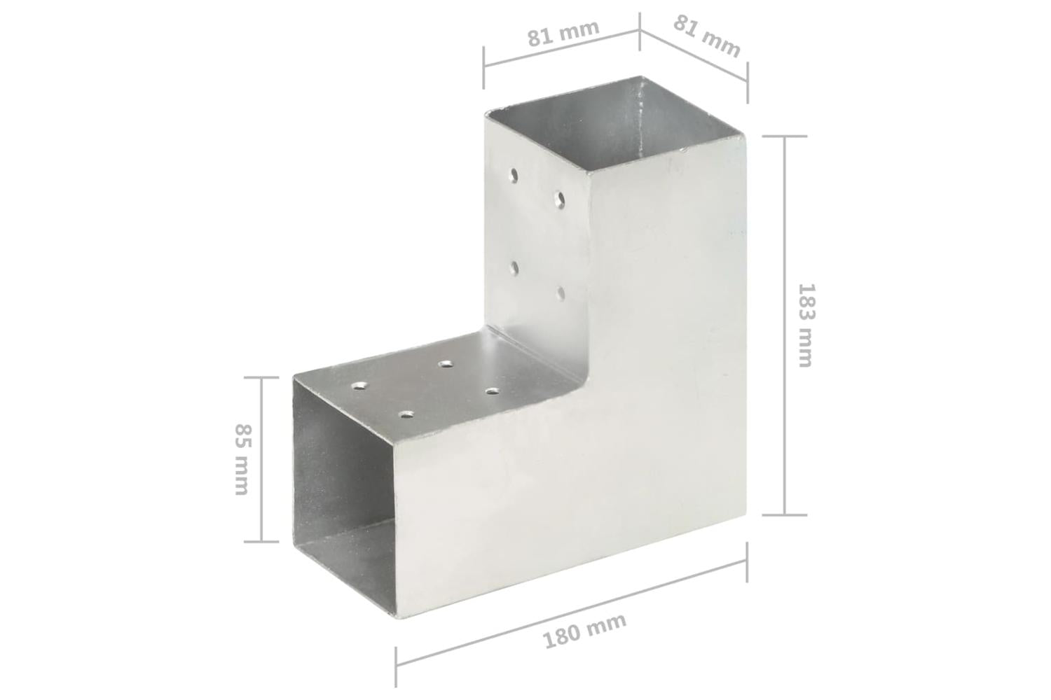 vidaXL 145462 Post Connectors 4 Pcs L Shape Galvanised Metal 81x81mm-7