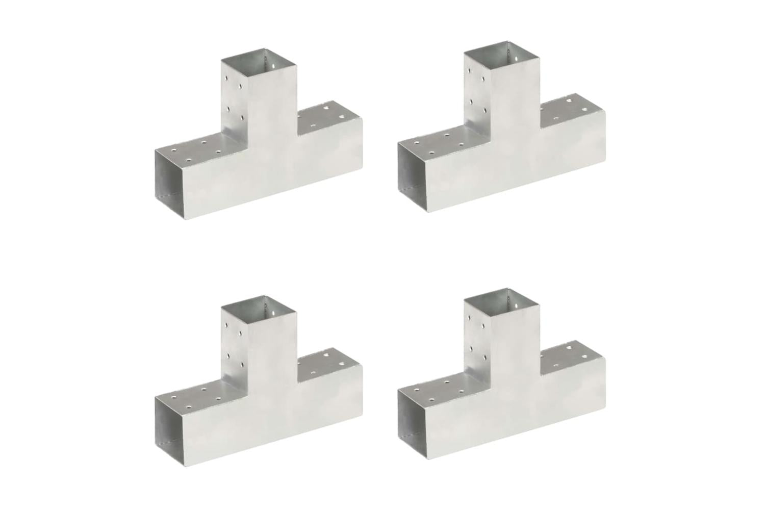 vidaXL 145456 Post Connectors 4 Pcs T Shape Galvanised Metal 71x71mm