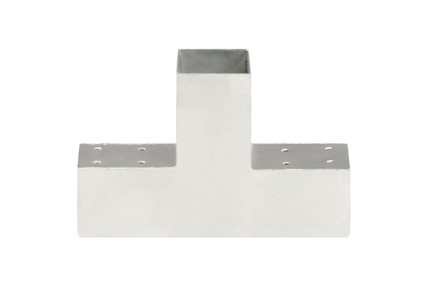 vidaXL 145456 Post Connectors 4 Pcs T Shape Galvanised Metal 71x71mm-3