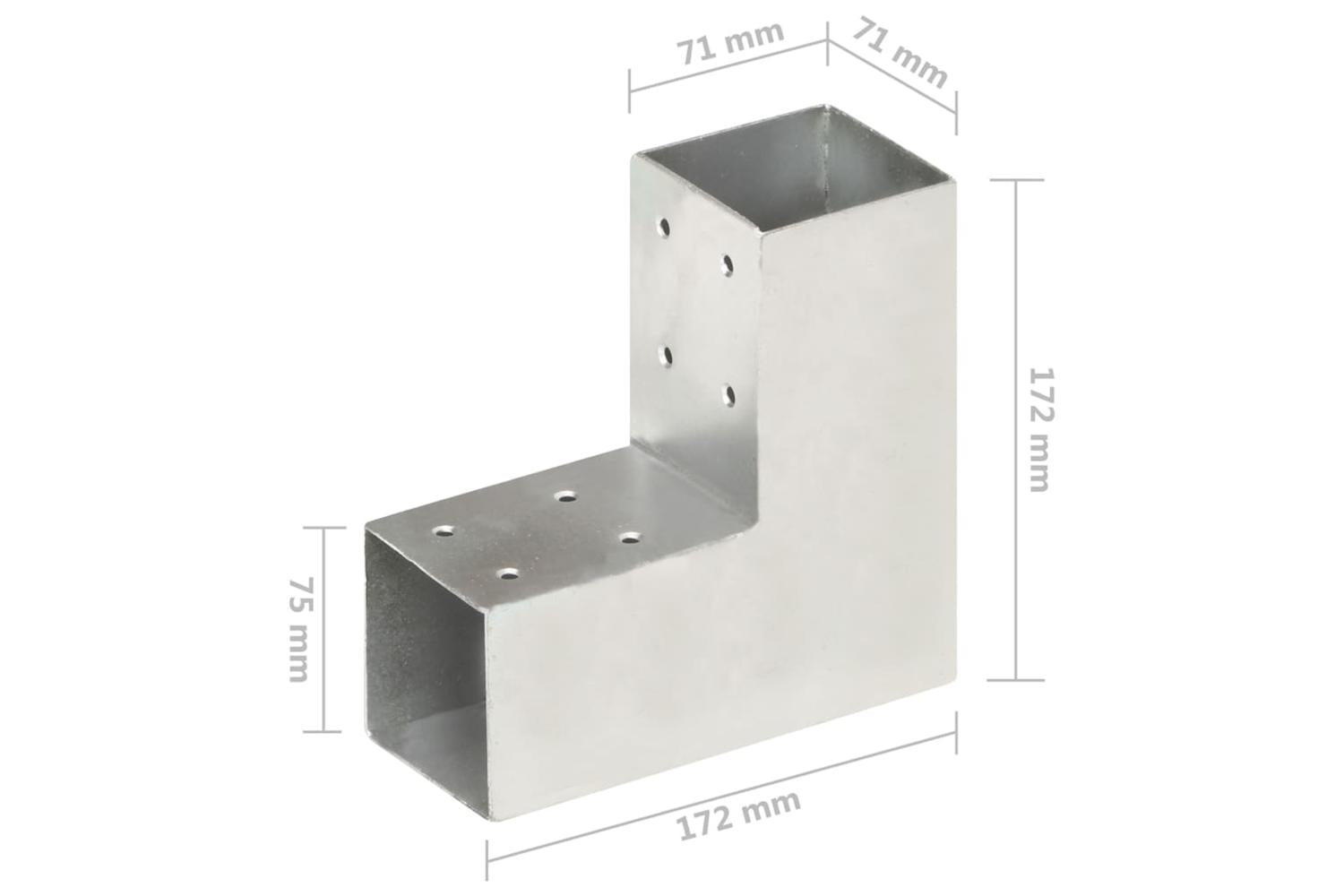 vidaXL 145453 Post Connector L Shape Galvanised Metal 71x71mm-6