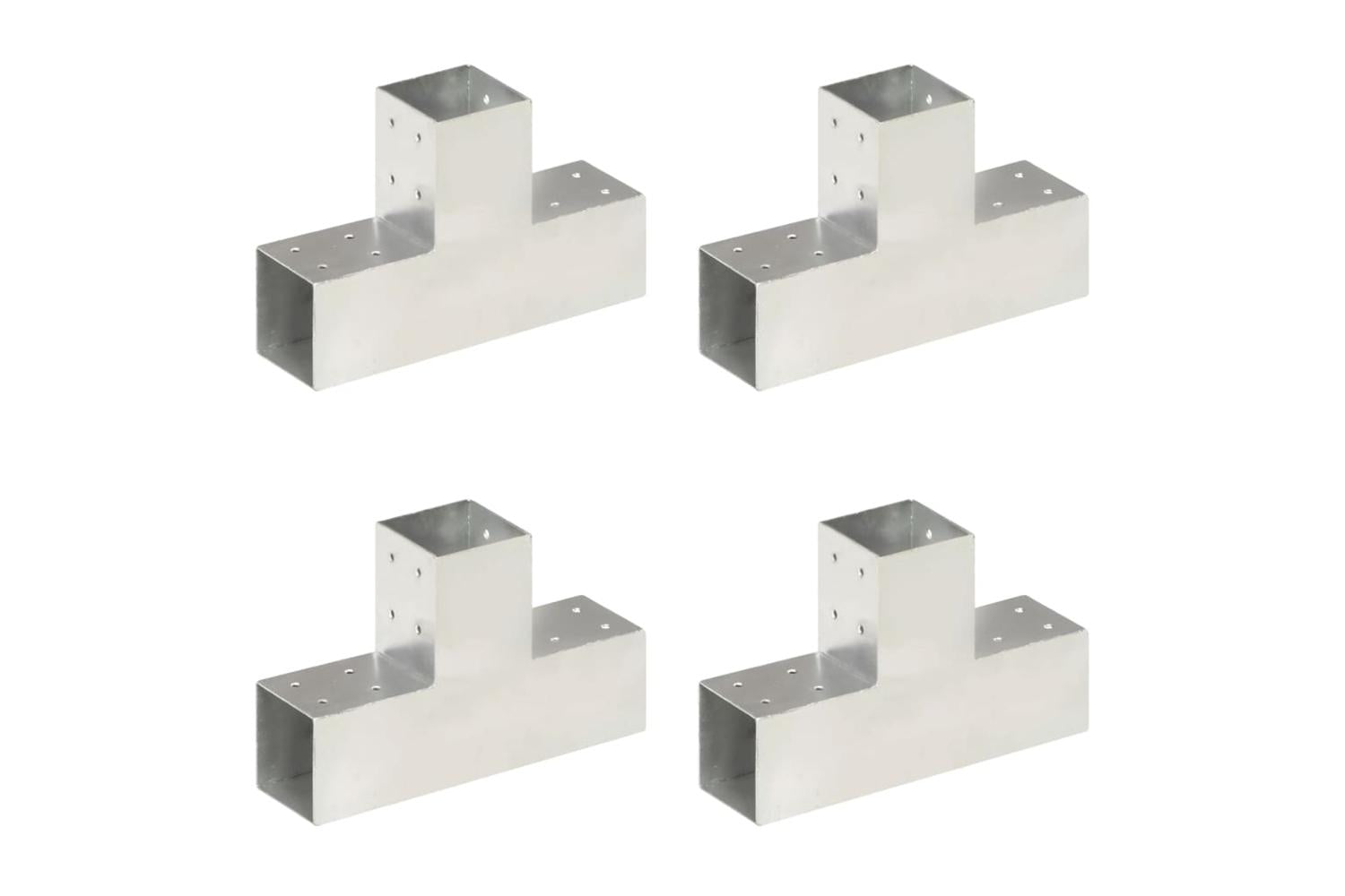 vidaXL 145464 Post Connectors 4 Pcs T Shape Galvanised Metal 81x81mm