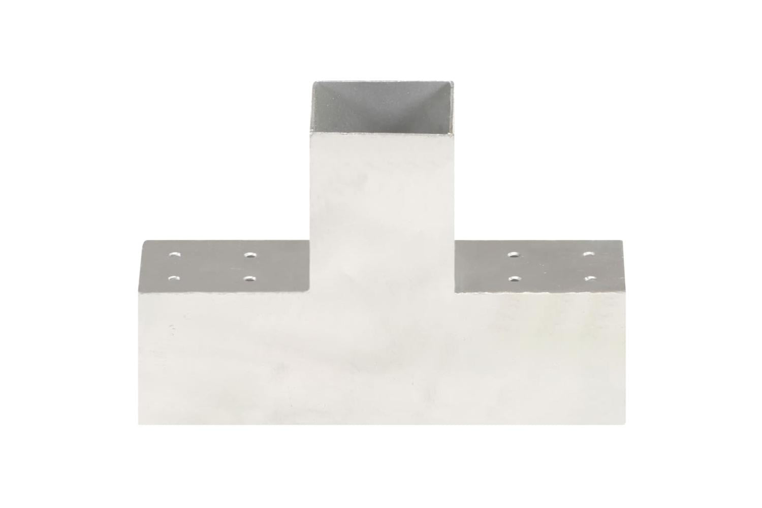 vidaXL 145464 Post Connectors 4 Pcs T Shape Galvanised Metal 81x81mm-3