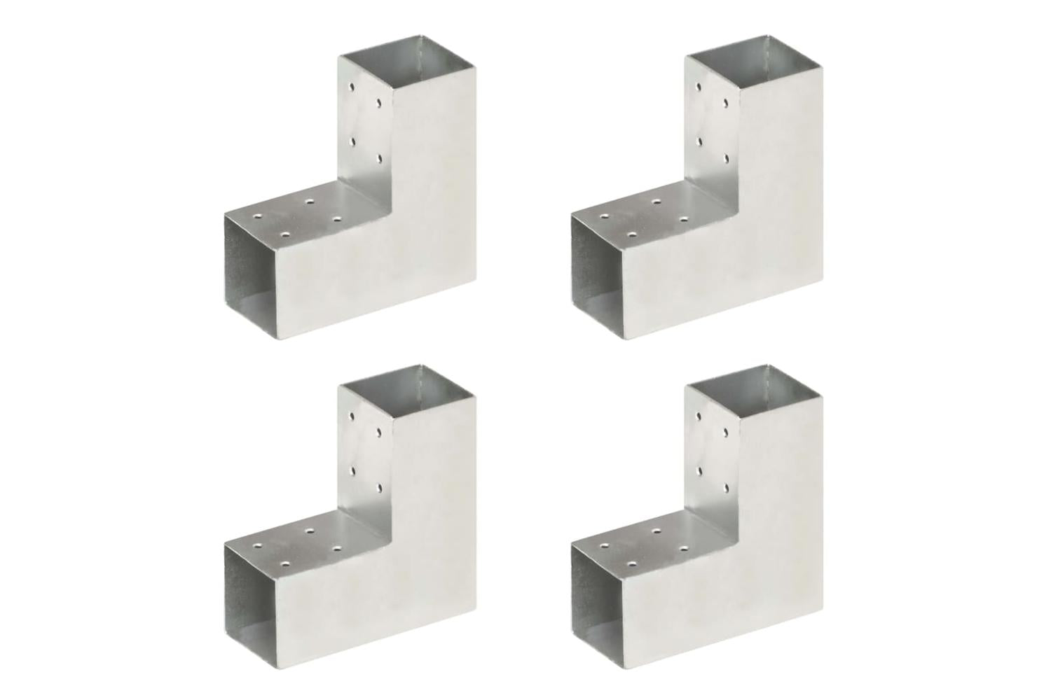 vidaXL 145454 Post Connectors 4 Pcs L Shape Galvanised Metal 71x71mm