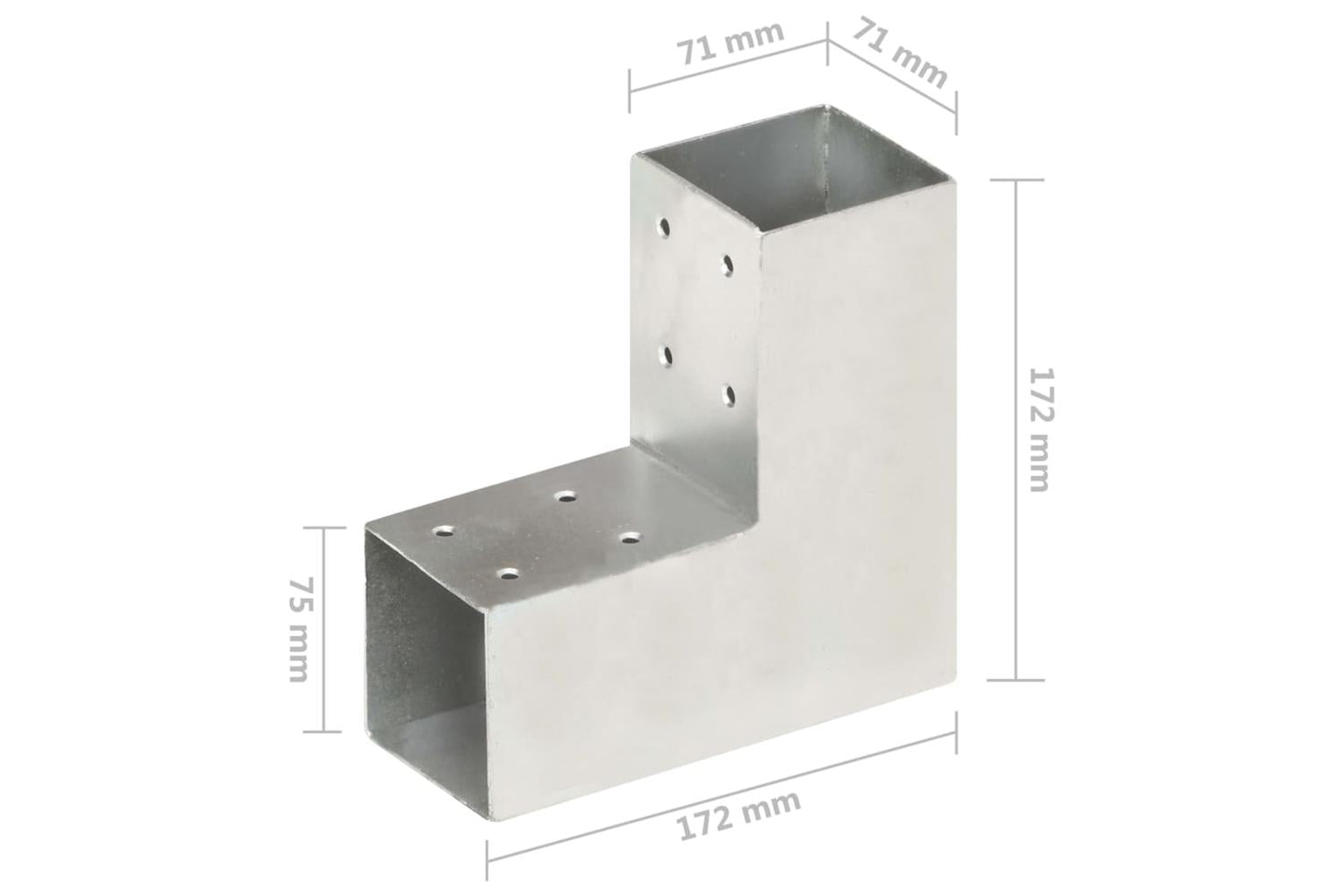 vidaXL 145454 Post Connectors 4 Pcs L Shape Galvanised Metal 71x71mm-7