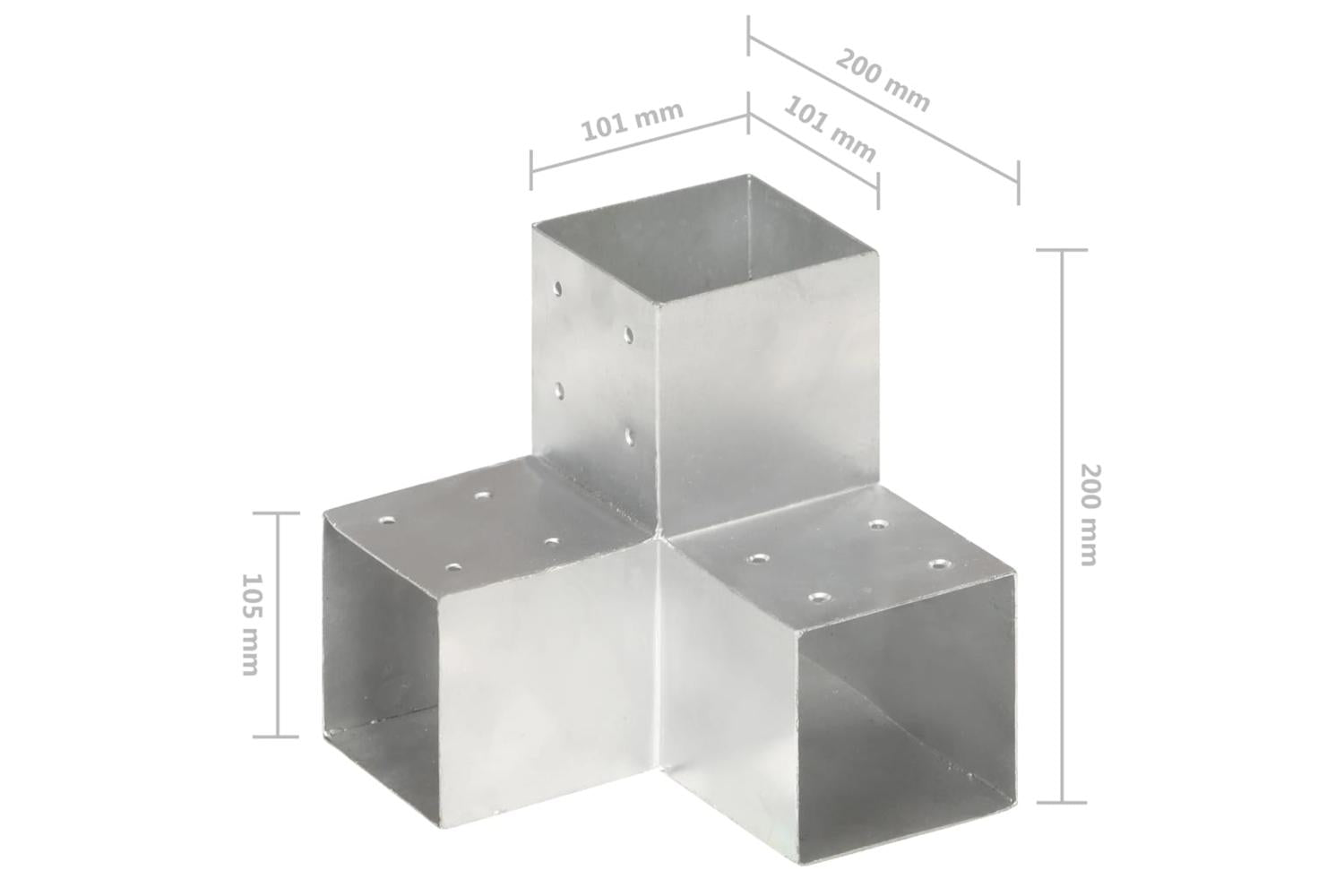vidaXL 145481 Post Connector Y Shape Galvanised Metal 101x101mm-5