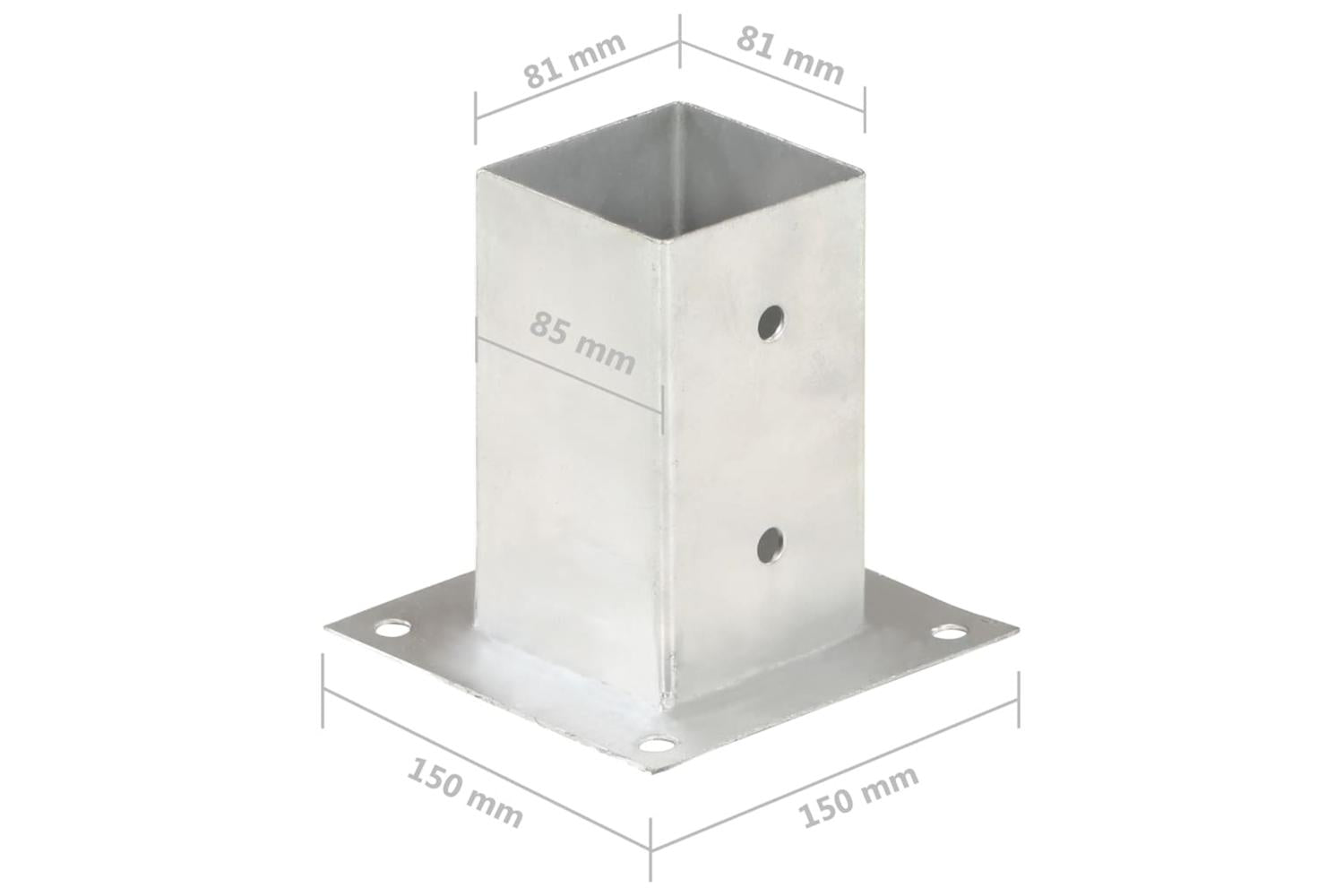 vidaXL 145448 Post Anchors 4 Pcs Galvanised Metal 81mm-8