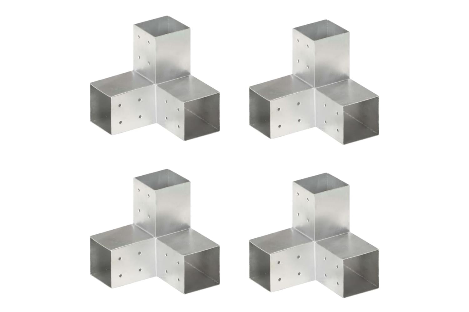 vidaXL 145466 Post Connectors 4 Pcs Y Shape Galvanised Metal 81x81mm