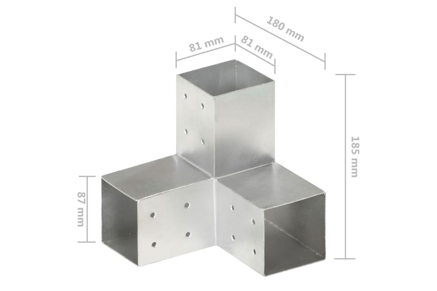 vidaXL 145466 Post Connectors 4 Pcs Y Shape Galvanised Metal 81x81mm-6