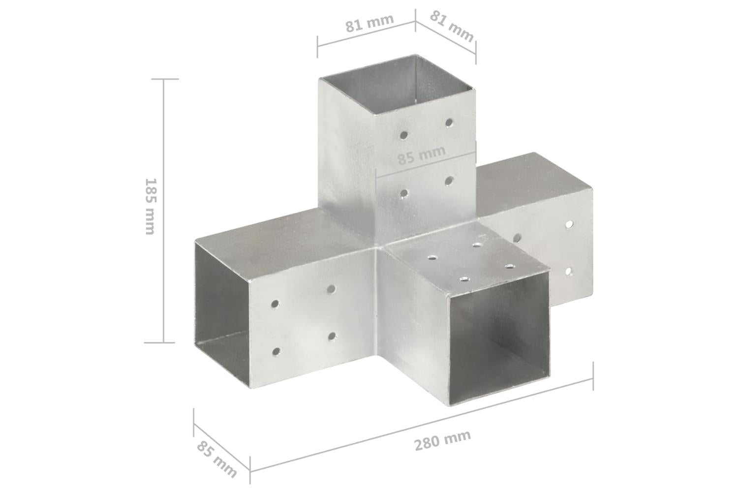 vidaXL 145467 Post Connector X Shape Galvanised Metal 81x81mm-6