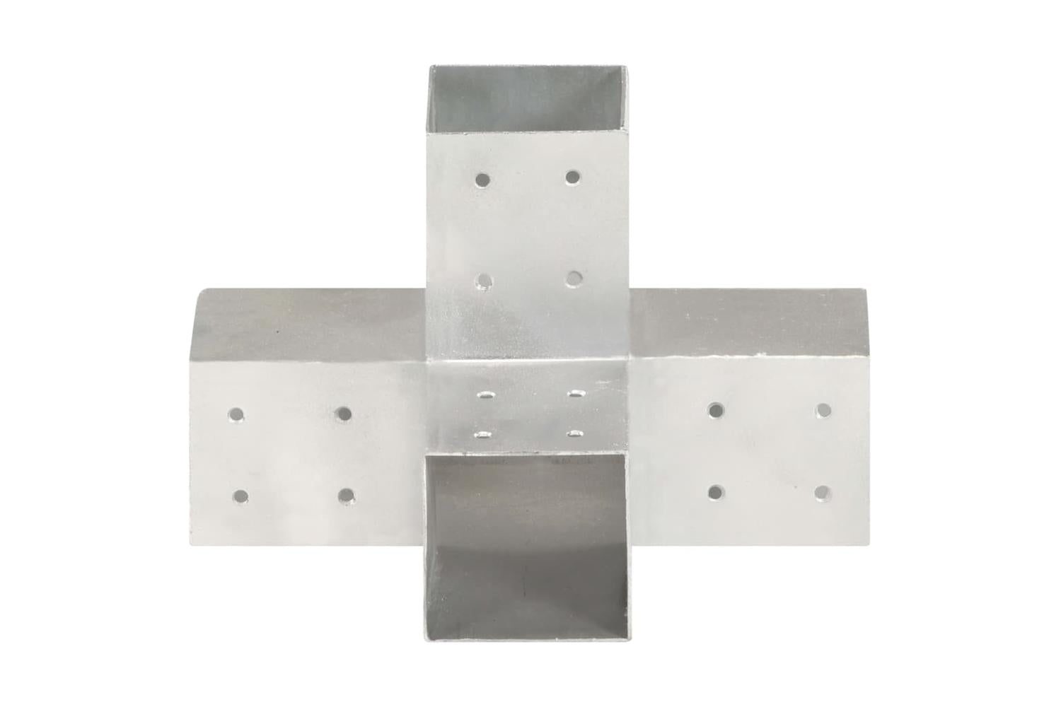 vidaXL 145468 Post Connectors 4 Pcs X Shape Galvanised Metal 81x81mm-3