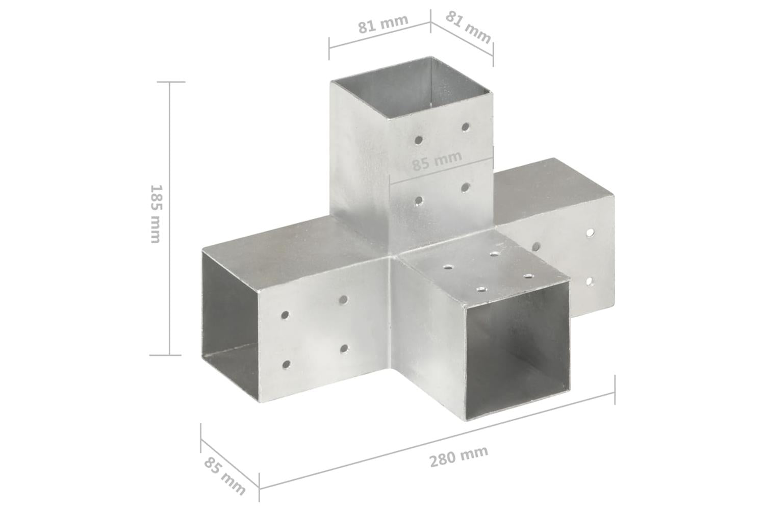 vidaXL 145468 Post Connectors 4 Pcs X Shape Galvanised Metal 81x81mm-7