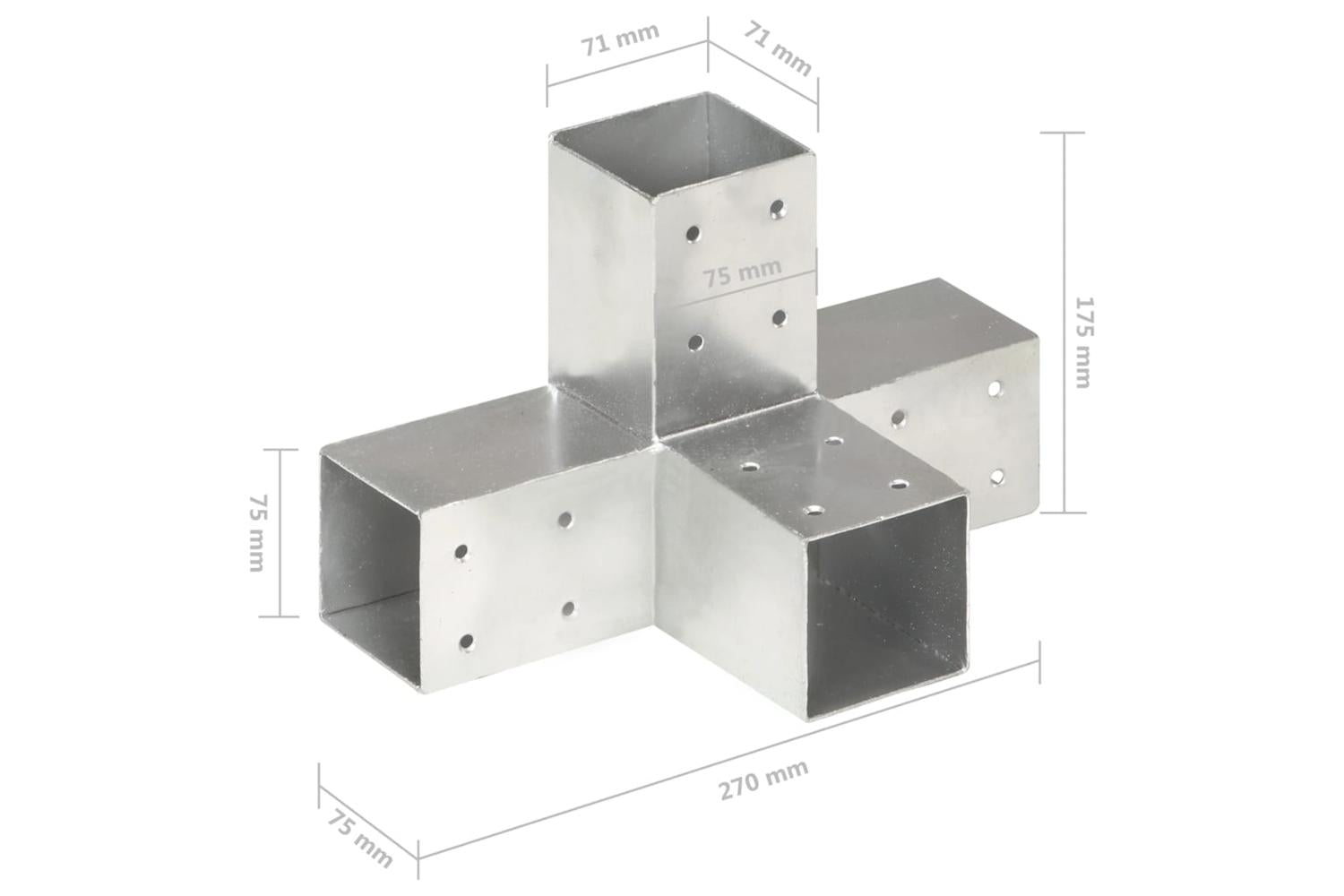 vidaXL 145459 Post Connector X Shape Galvanised Metal 71x71mm-6