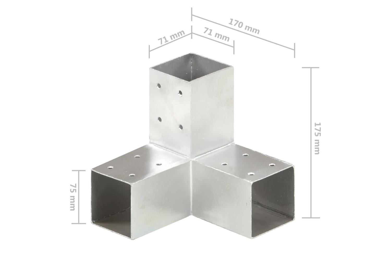 vidaXL 145457 Post Connector Y Shape Galvanised Metal 71x71mm-5