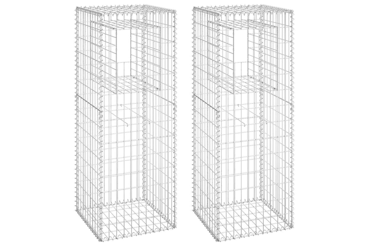 vidaXL 151271 Gabion Basket Posts 2 Pcs 50x50x140cm Iron