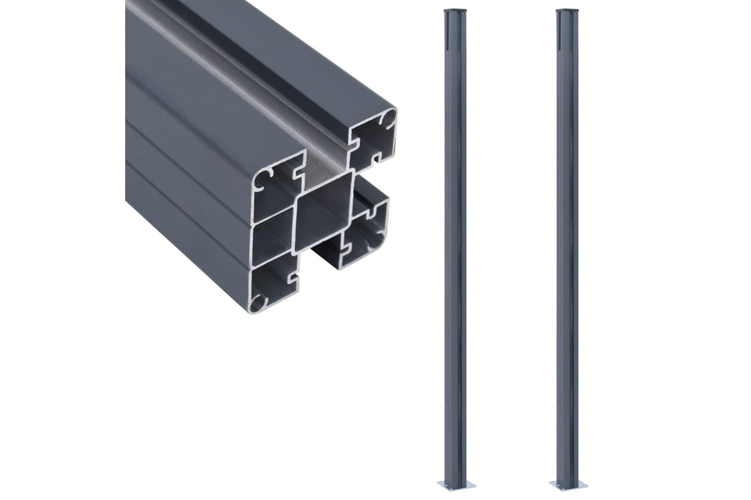vidaXL 148986 Fence Posts 2 Pcs Dark Grey 185cm Aluminium