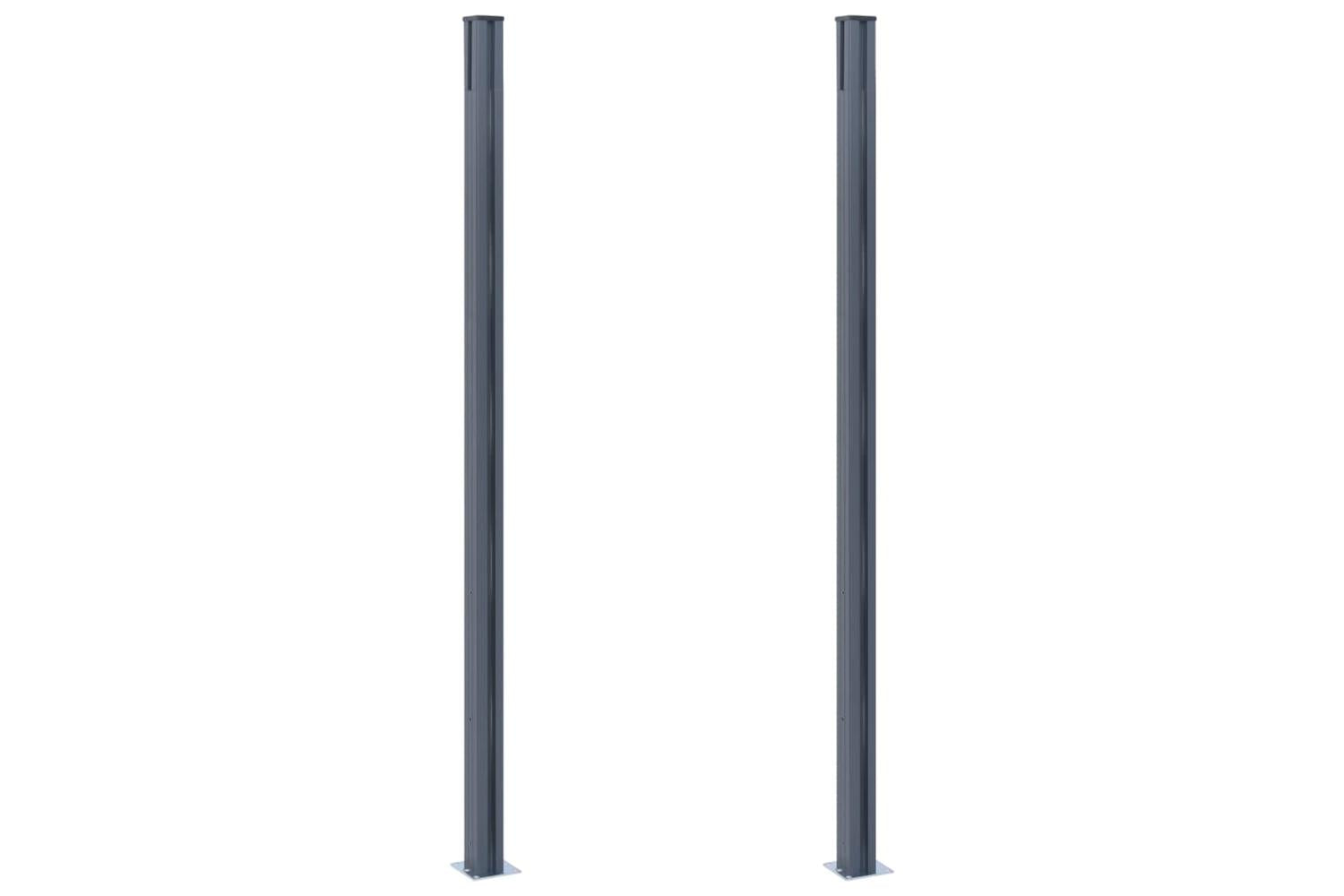 vidaXL 148986 Fence Posts 2 Pcs Dark Grey 185cm Aluminium-3