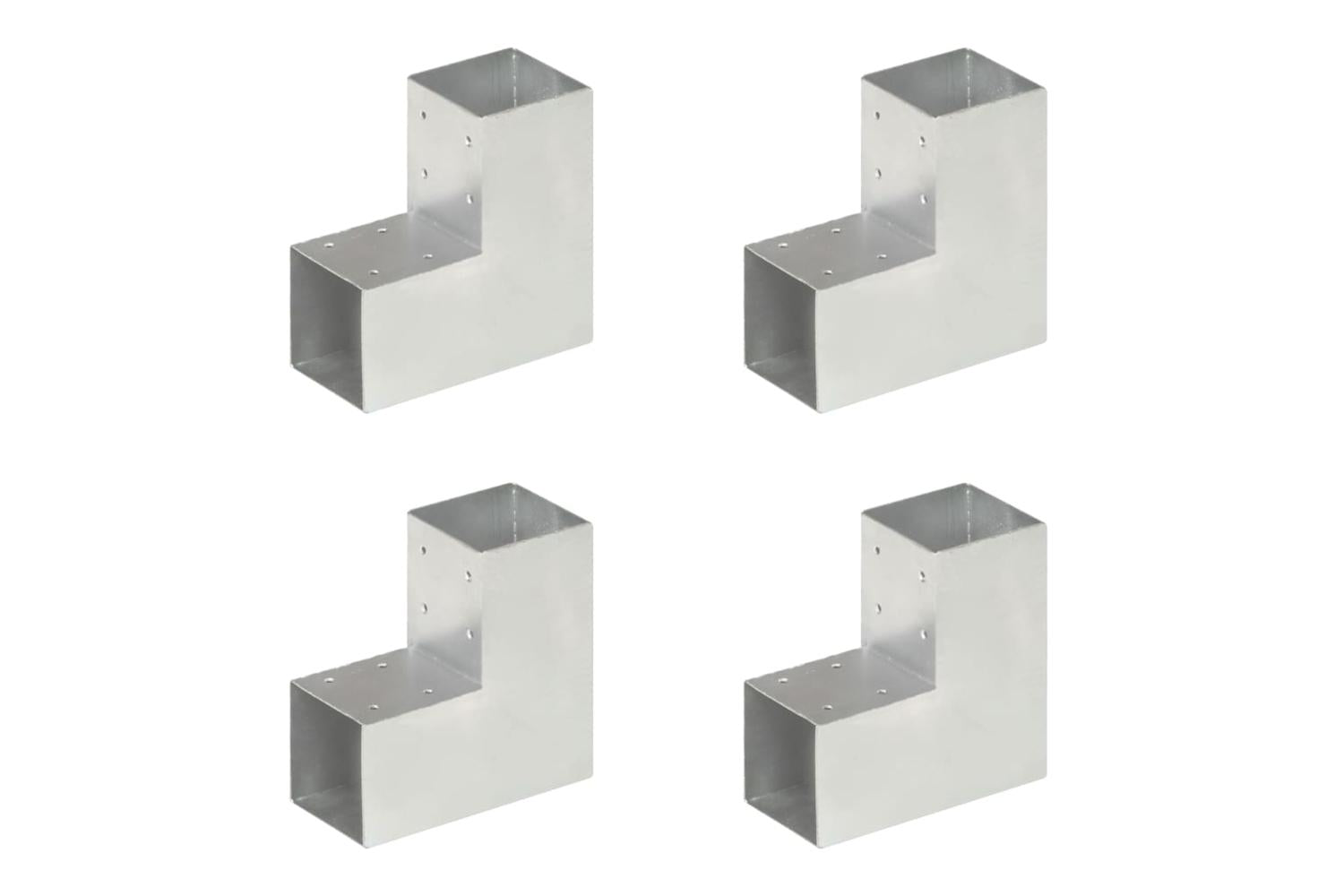 vidaXL 145470 Post Connectors 4 Pcs L Shape Galvanised Metal 91x91mm
