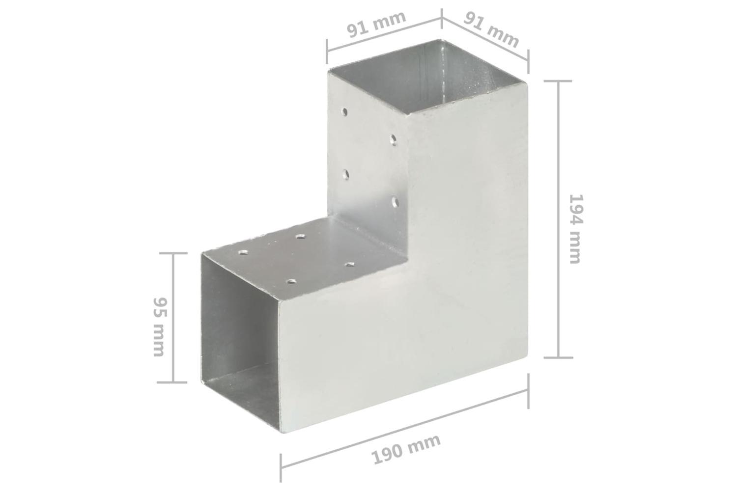 vidaXL 145470 Post Connectors 4 Pcs L Shape Galvanised Metal 91x91mm-7