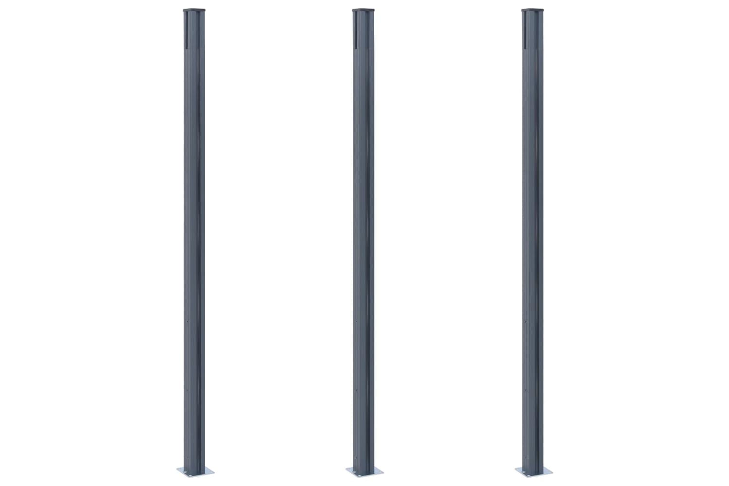 vidaXL 148987 Fence Posts 3 Pcs Dark Grey 185cm Aluminium-3
